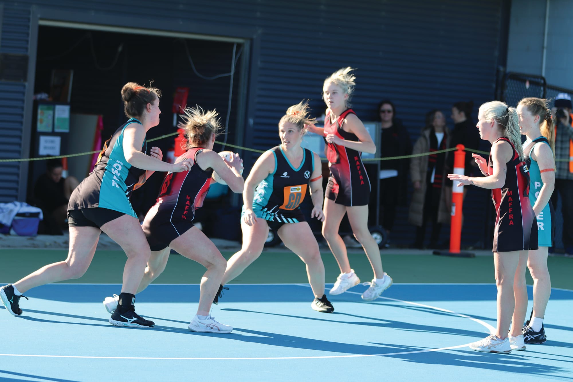 Wonthaggi and Maffra battle it out in B Grade, with Power claiming the spoils by game’s end. A38_2523