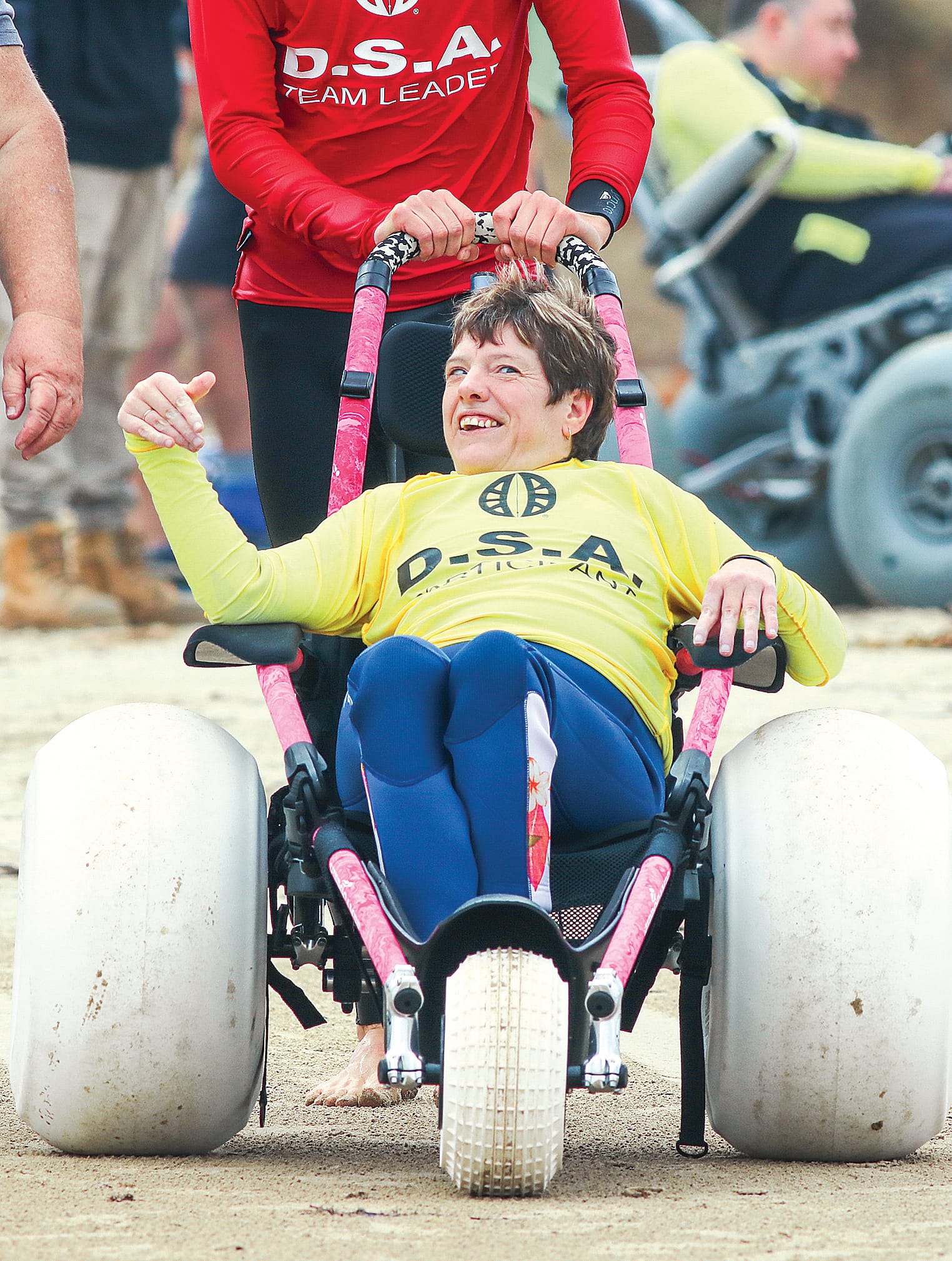 The DSA and Inverloch SLSC provide wheelchairs and mats to enable easier access onto the sand. Z14_4622