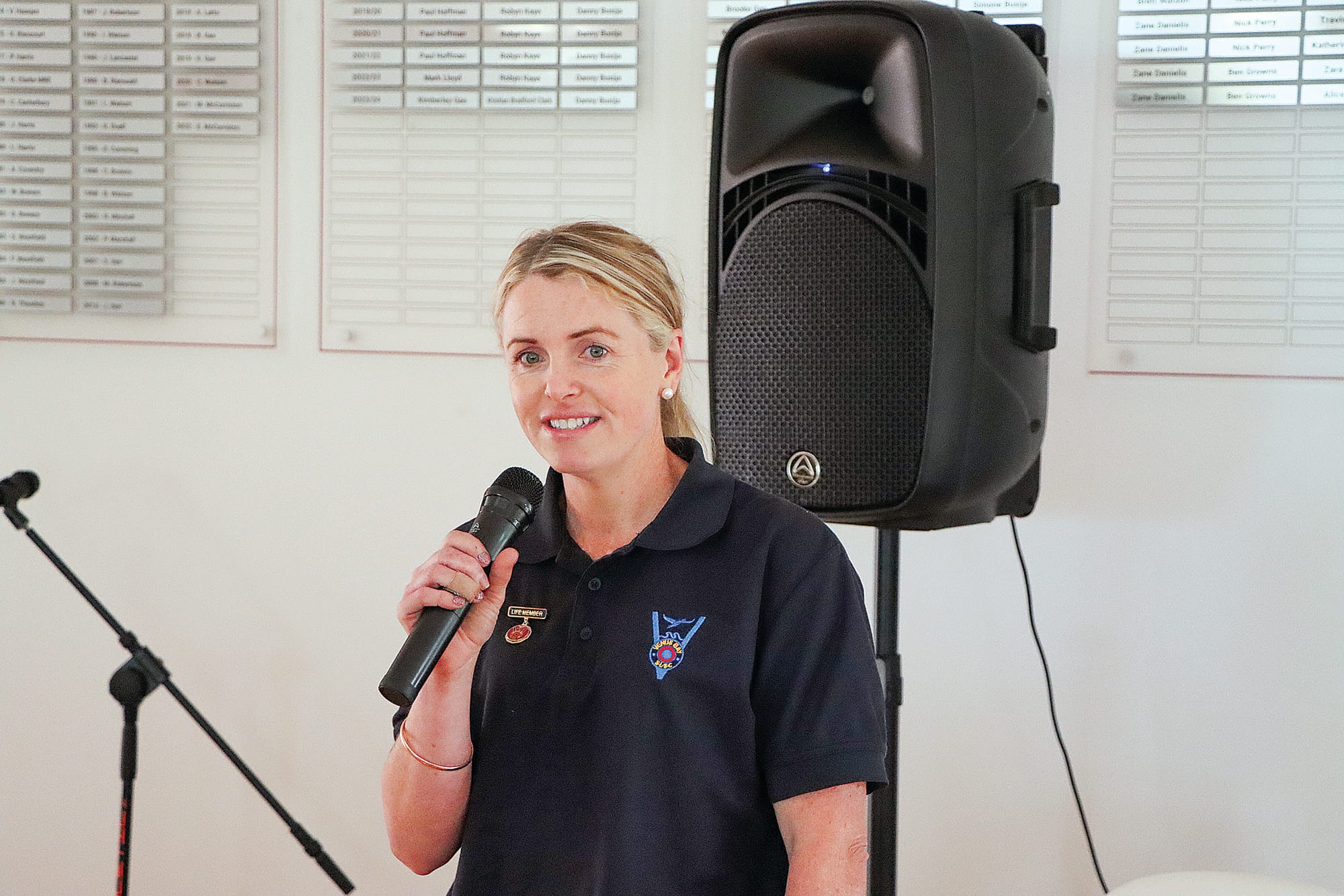 Venus Bay Surf Lifesaving Club president Kimberley Gee welcomes the installation of safety equipment to enable community members to help those who get into trouble in Venus Bay’s beautiful but dangerous waters. A34_5224