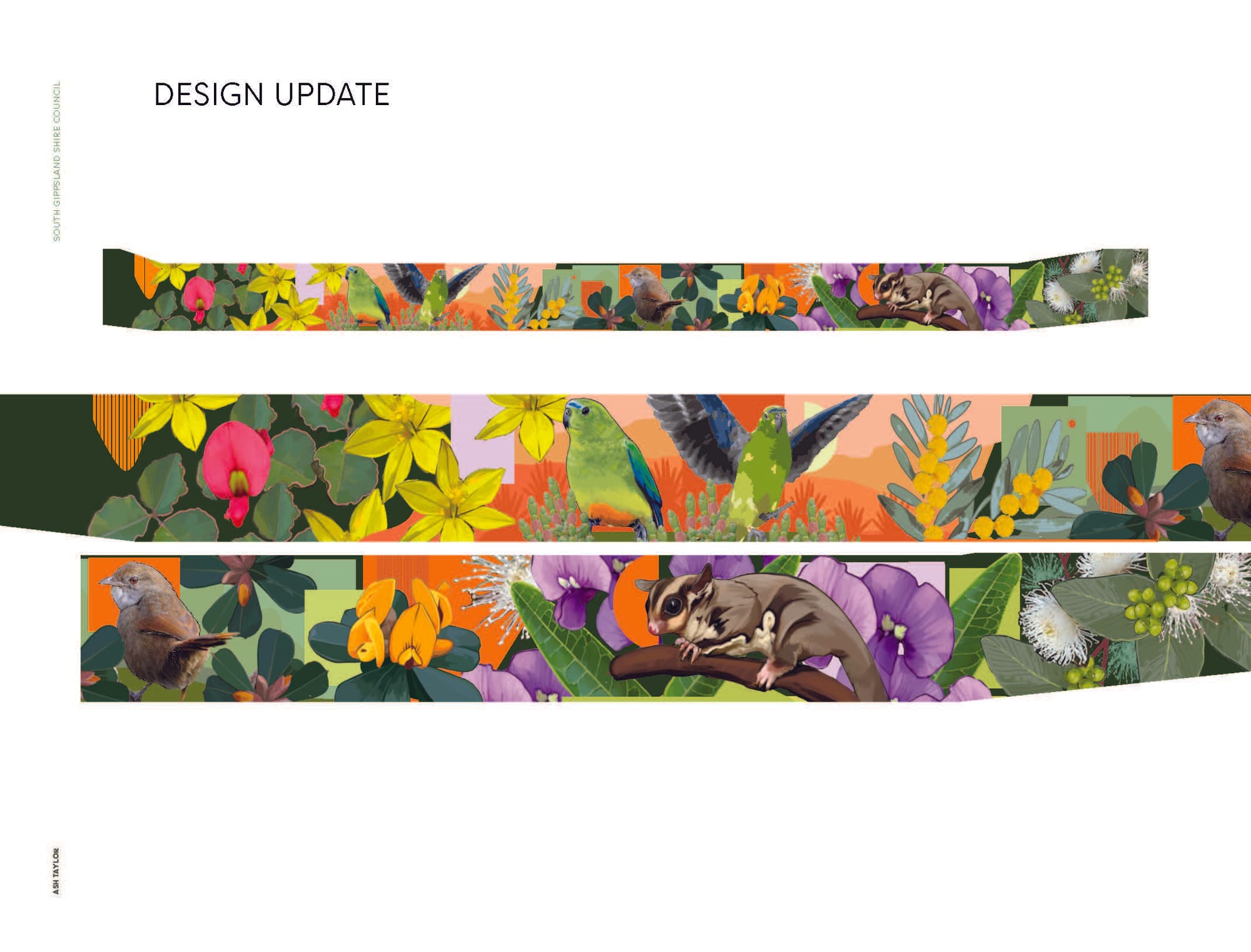 The contemporary design incorporates ecologically significant flora and fauna with engaging colours.