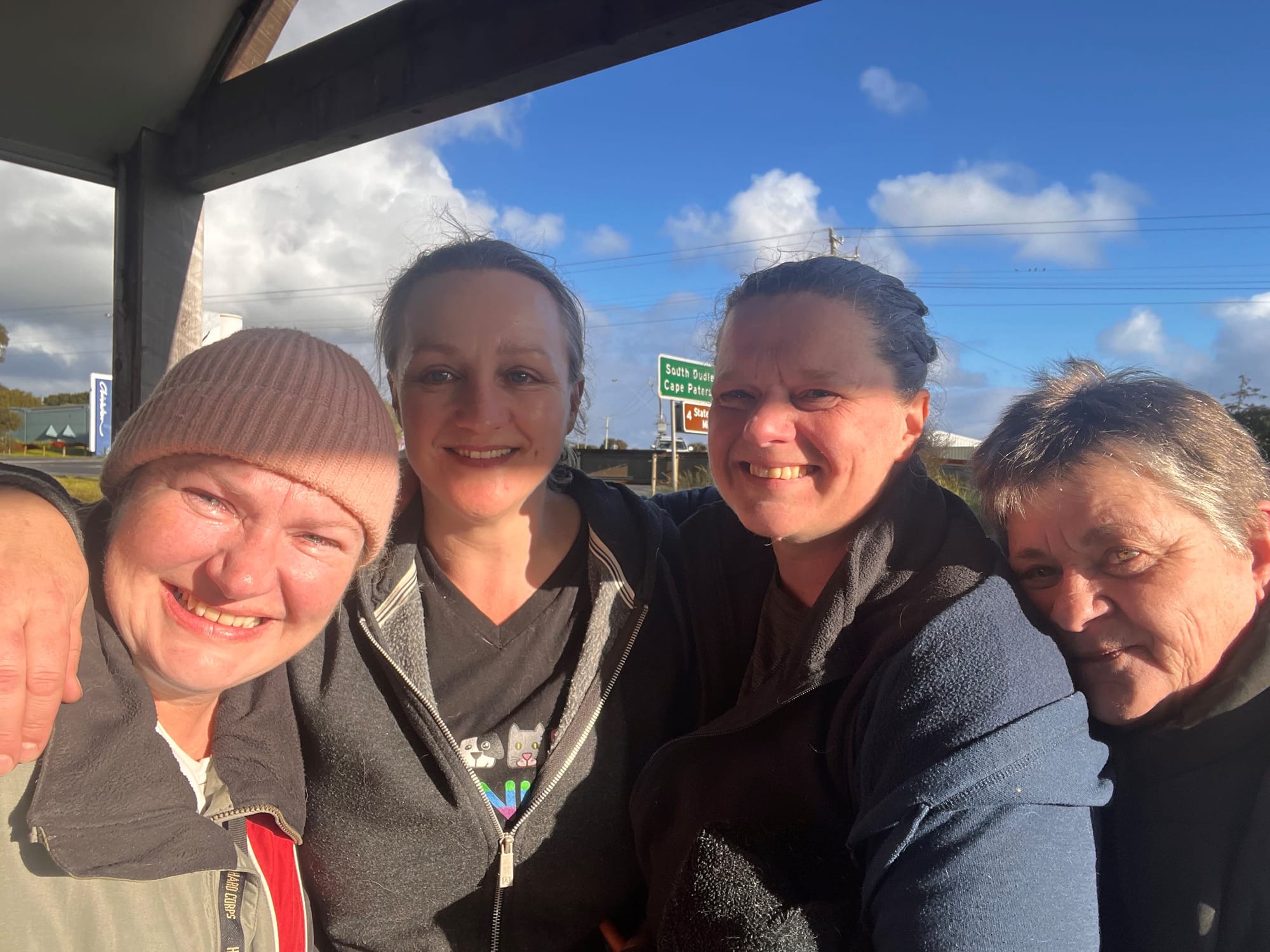 Ecstatic members of the rescue team included Kylie Carlos who handled the social media campaign, Simonne Fleming from Rescue to Release, Helen Sellick from Phillip Island and Kristal Forbes of New Beginnings Animal Rescue.
