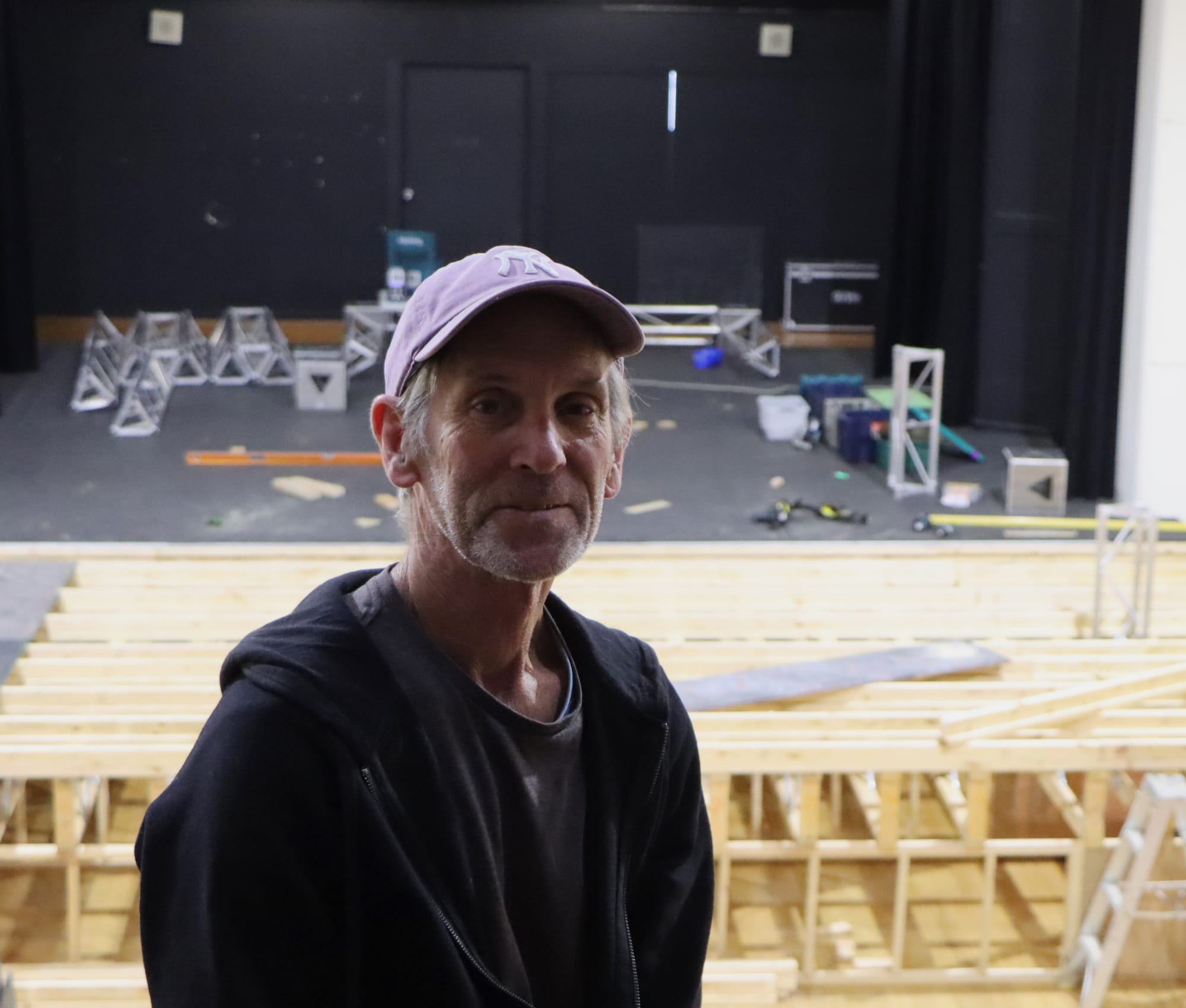 Mark Harrison was again busy taking charge of the stage construction at Leongatha Memorial Hall.
