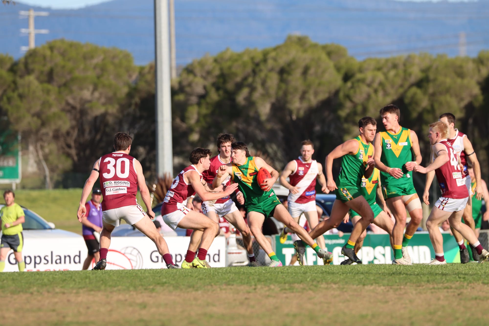 Zavier Lamers meets some Traralgon resistance.