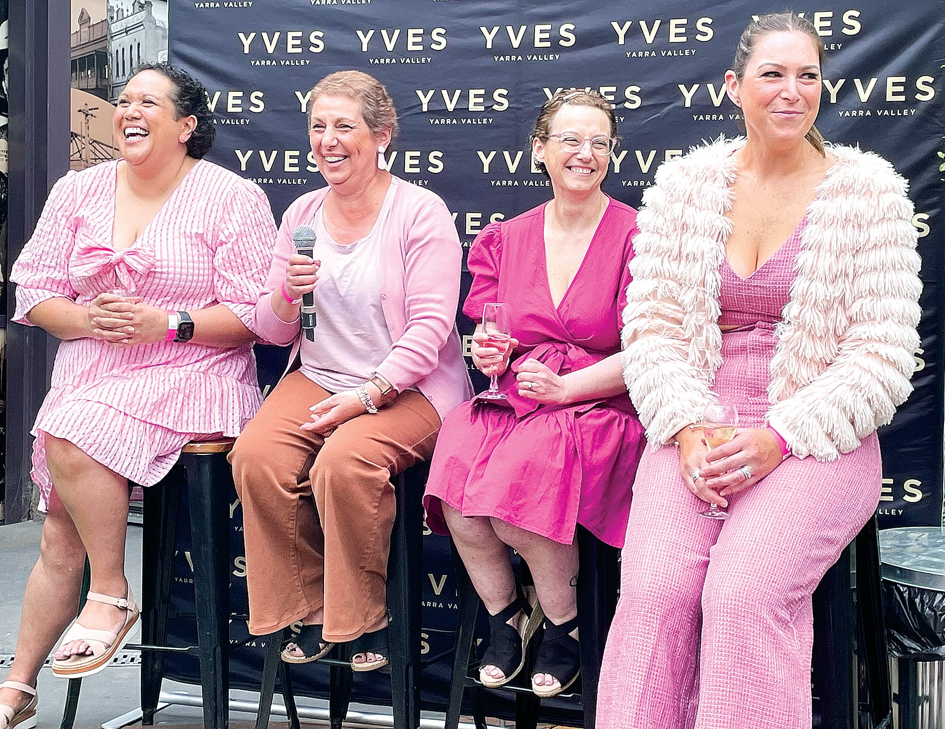 Breast cancer survivors and panelists Angel Akarana, Maria Arestia, Melissa Glasgow and Renee McLennan.

