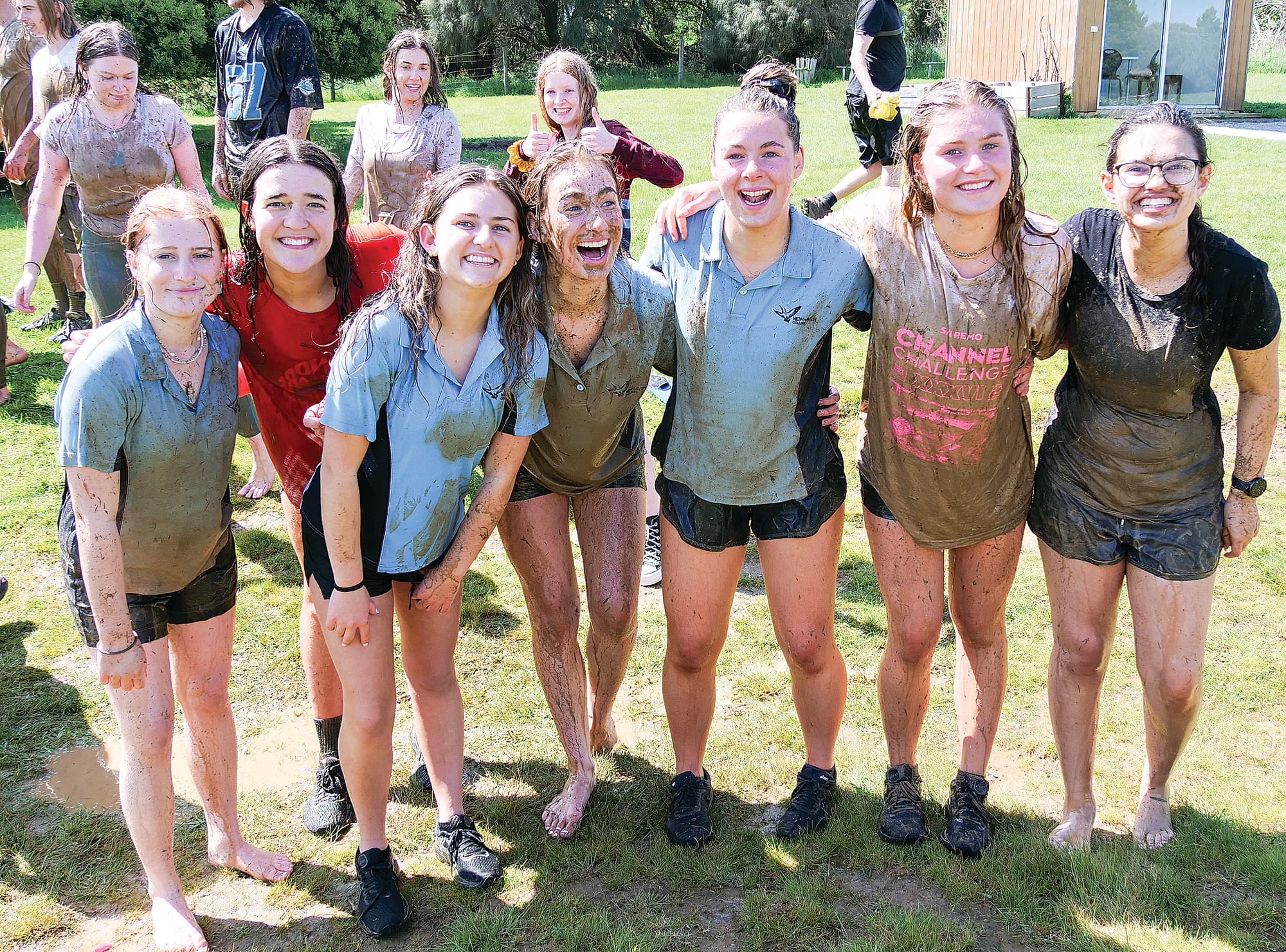 Newhaven College year 12 students held their muck up day festivities with dress-ups and commando games, squelching through the mud at the Year 9 Environmental Centre.  