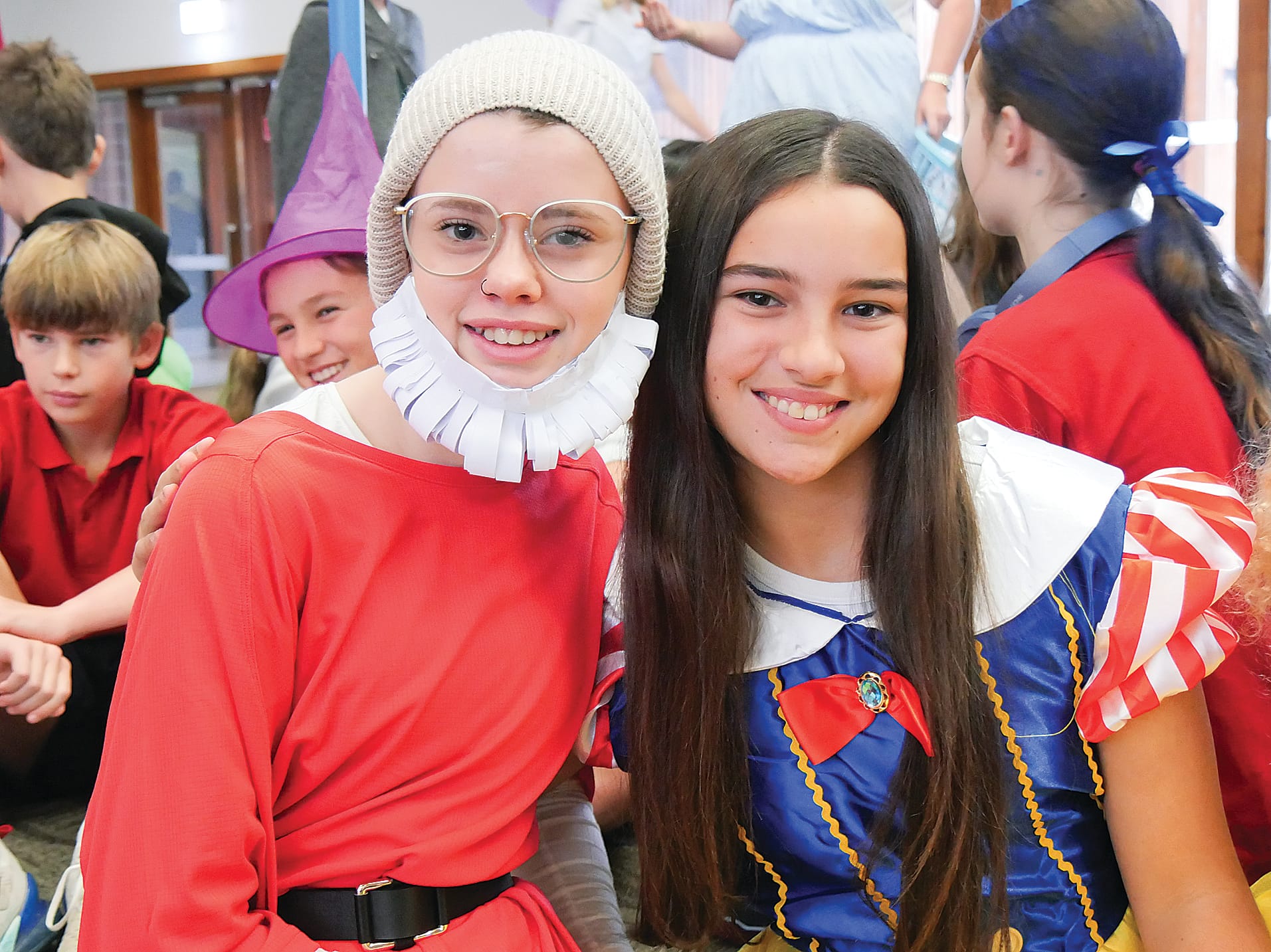 Year 8 student Phoebe Helps and Year 7 student Indiana Maloney came along as Snow White and Doc.