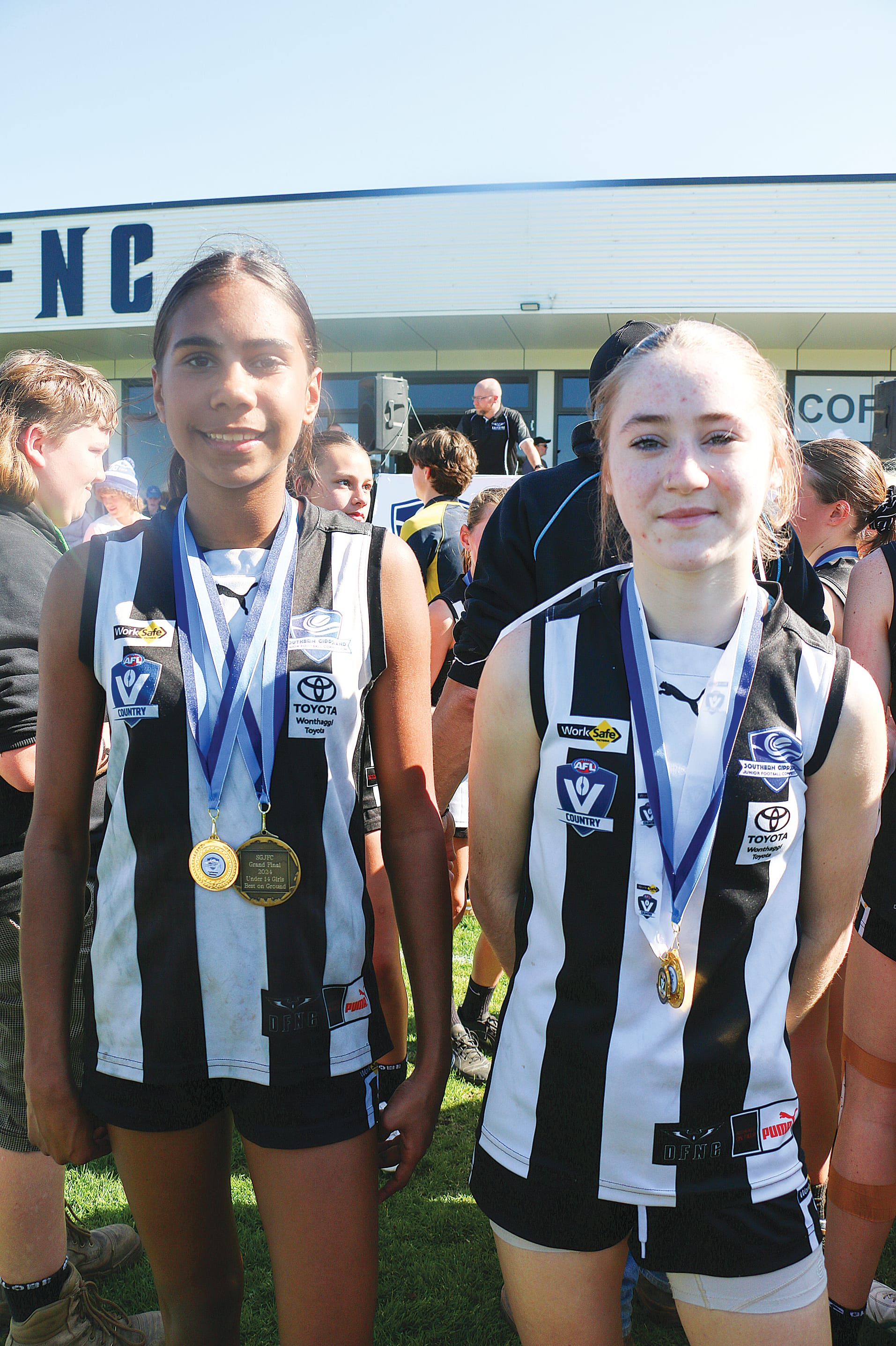 From Dalyston, the Southern Gippsland Junior Football Competition best on ground Teianna Winmar and the AFL Vic Country best on ground Paige Yann.