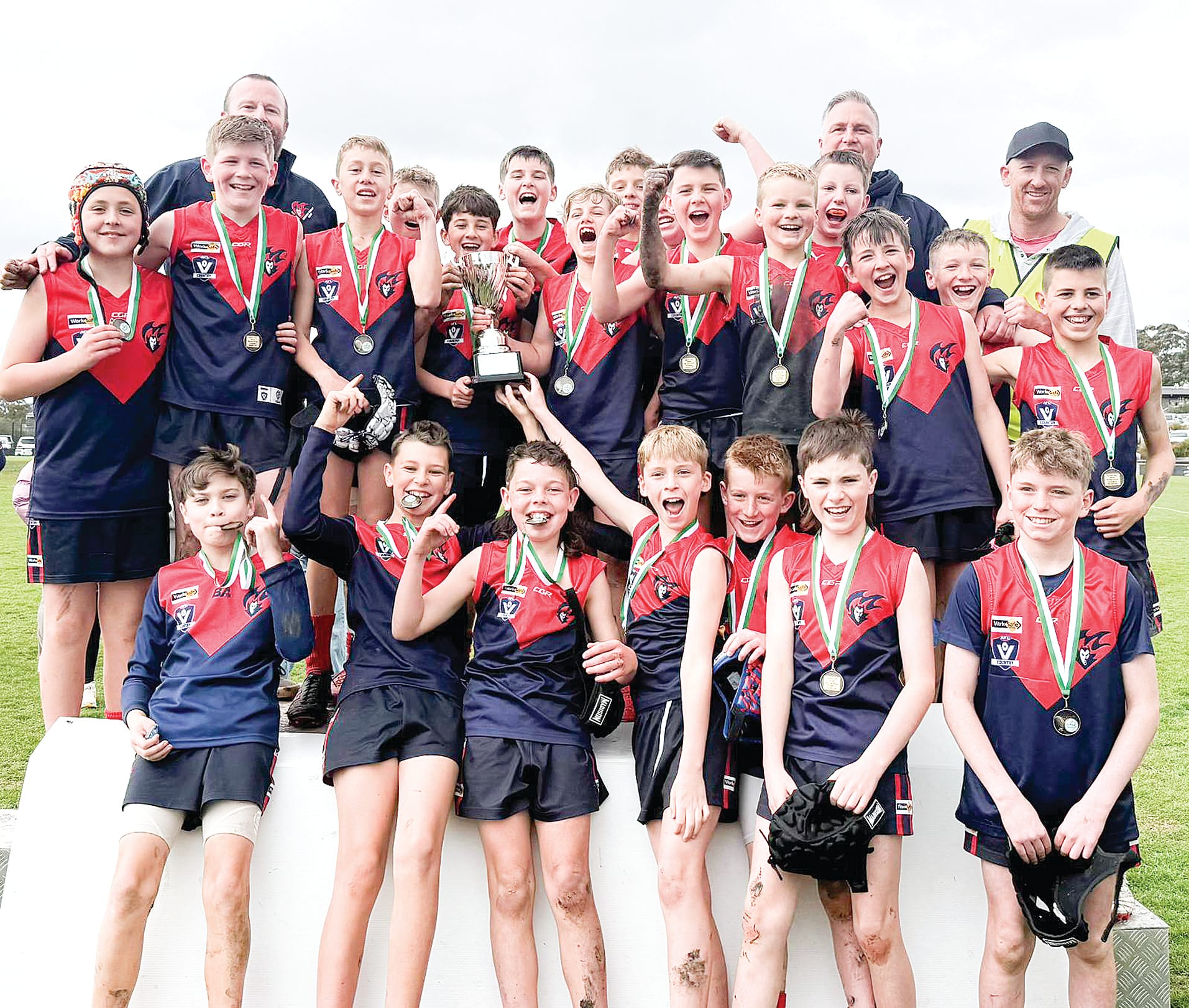 MDU’s Under 12s are Central Gippsland Junior Football League Premiers for 2025. They are: Ryder Pedlow, Riley Hocken, Tyler Hocken, Elijah Smith, Rhys Clark, Maxwell Giliam, Tyeson Helms, Benjamin Lacy, Rhys Kenney, Luka Neeson, Bohdi Helms, Cooper Francis, Cooper Dundas, Archie Livingstone, Mason Price, Aiden Cook, Madden Goessens, Sullivan Harris, Kade White, Christian Benton, Jaxson James, Lloyd Calder, and Benji Harris.