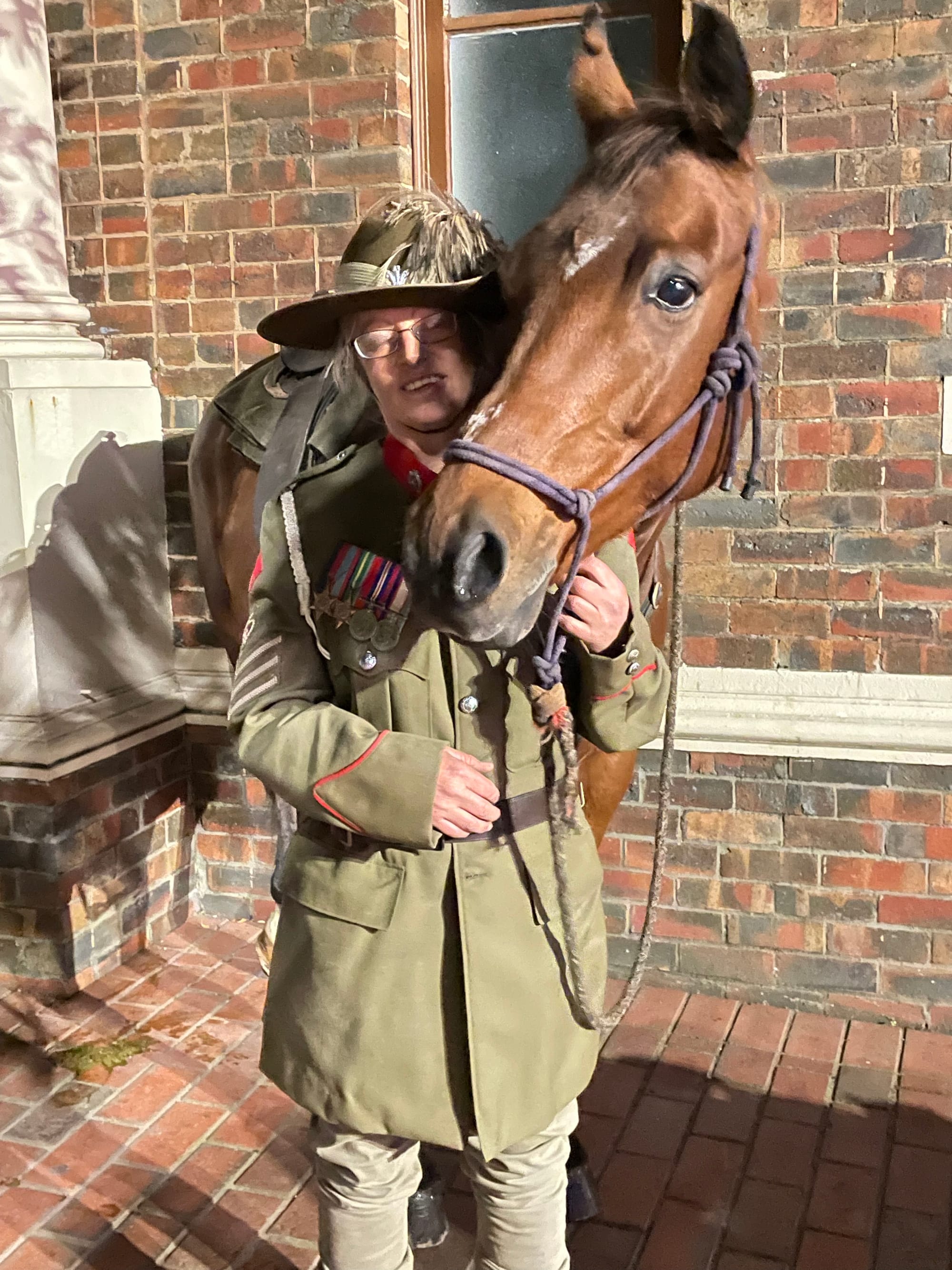 Camille Shaw with Denny after the Leongatha Dawn Service.