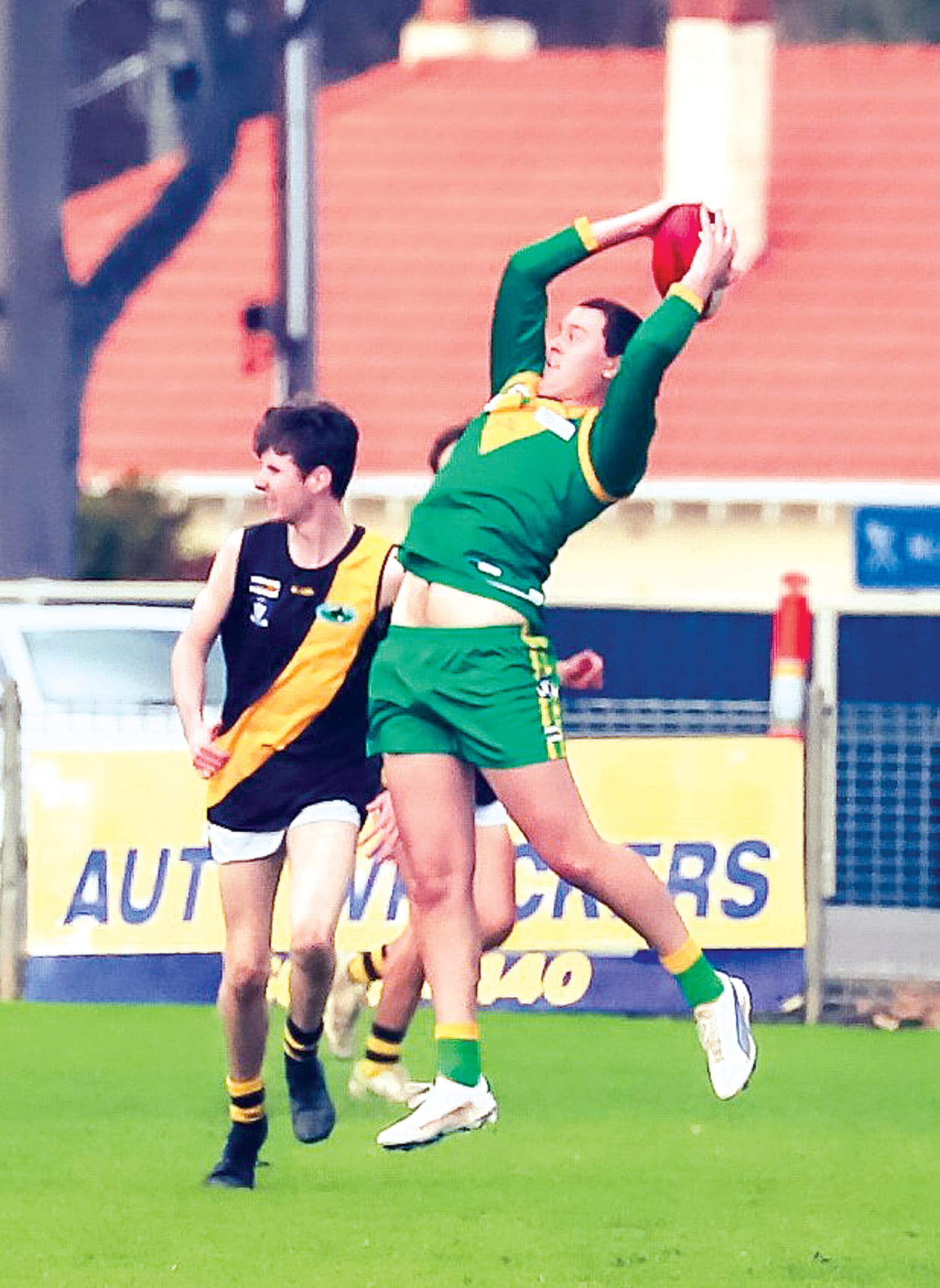 Xavier Bolge contributed strongly in his first game back from illness, kicking a goal and being named in the best. Photos courtesy of Skewesme Photography.