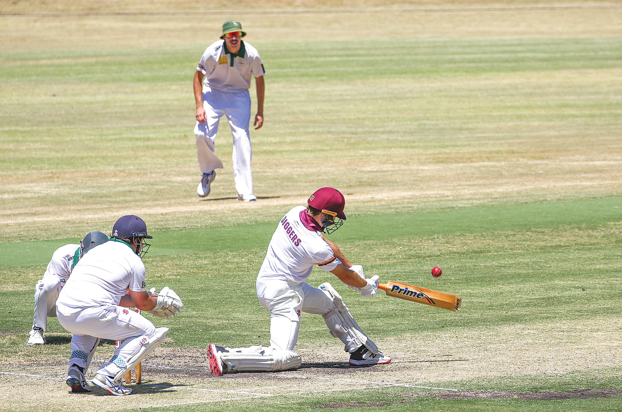 Koby Brann sends the rock for six against the Imperials. C34_0525
