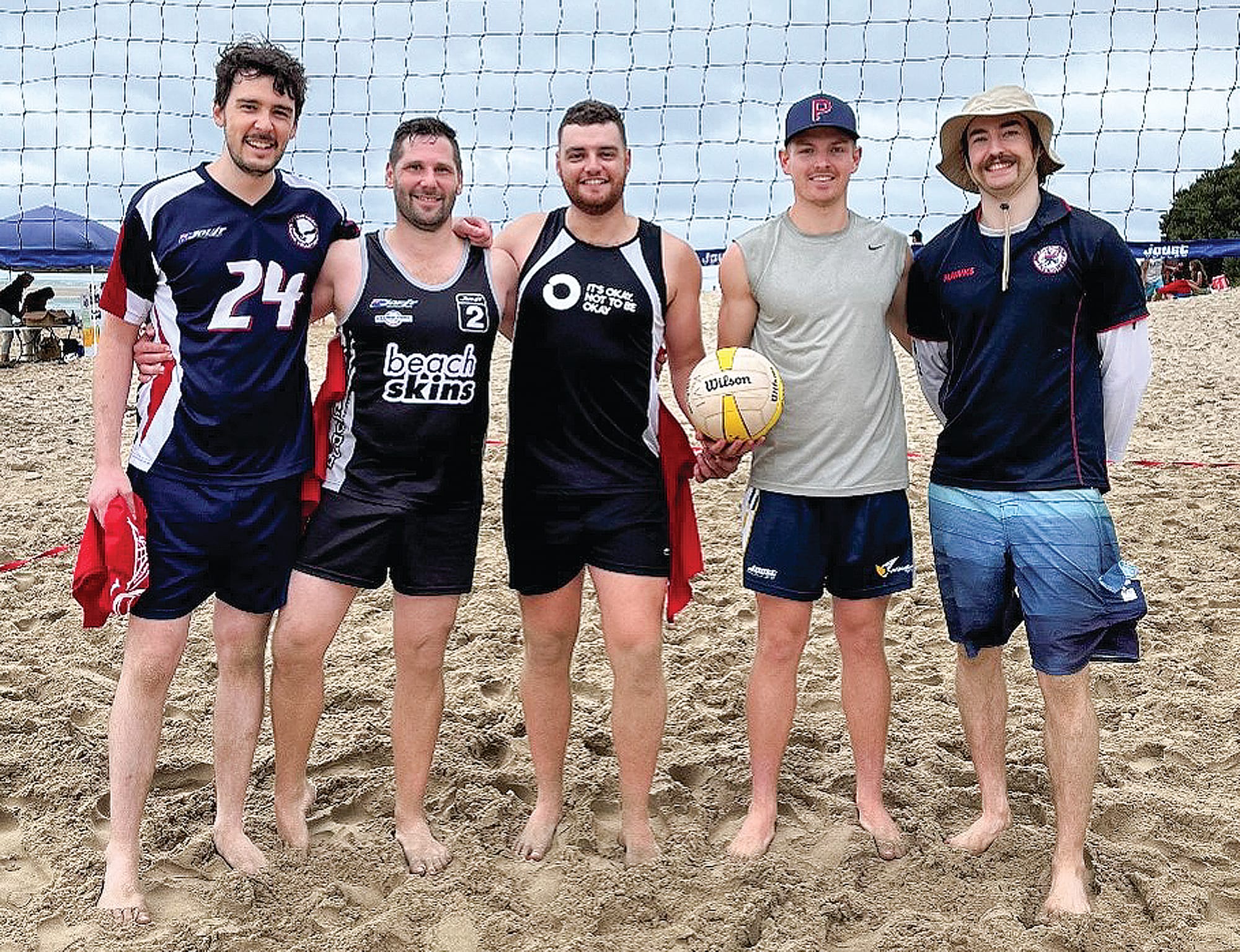 Yellow division grand final winners, Bruised, (left to right) Tom de Vries, Jacob Gruis, Locky Morland, Jack McIntosh, Will Crawford.