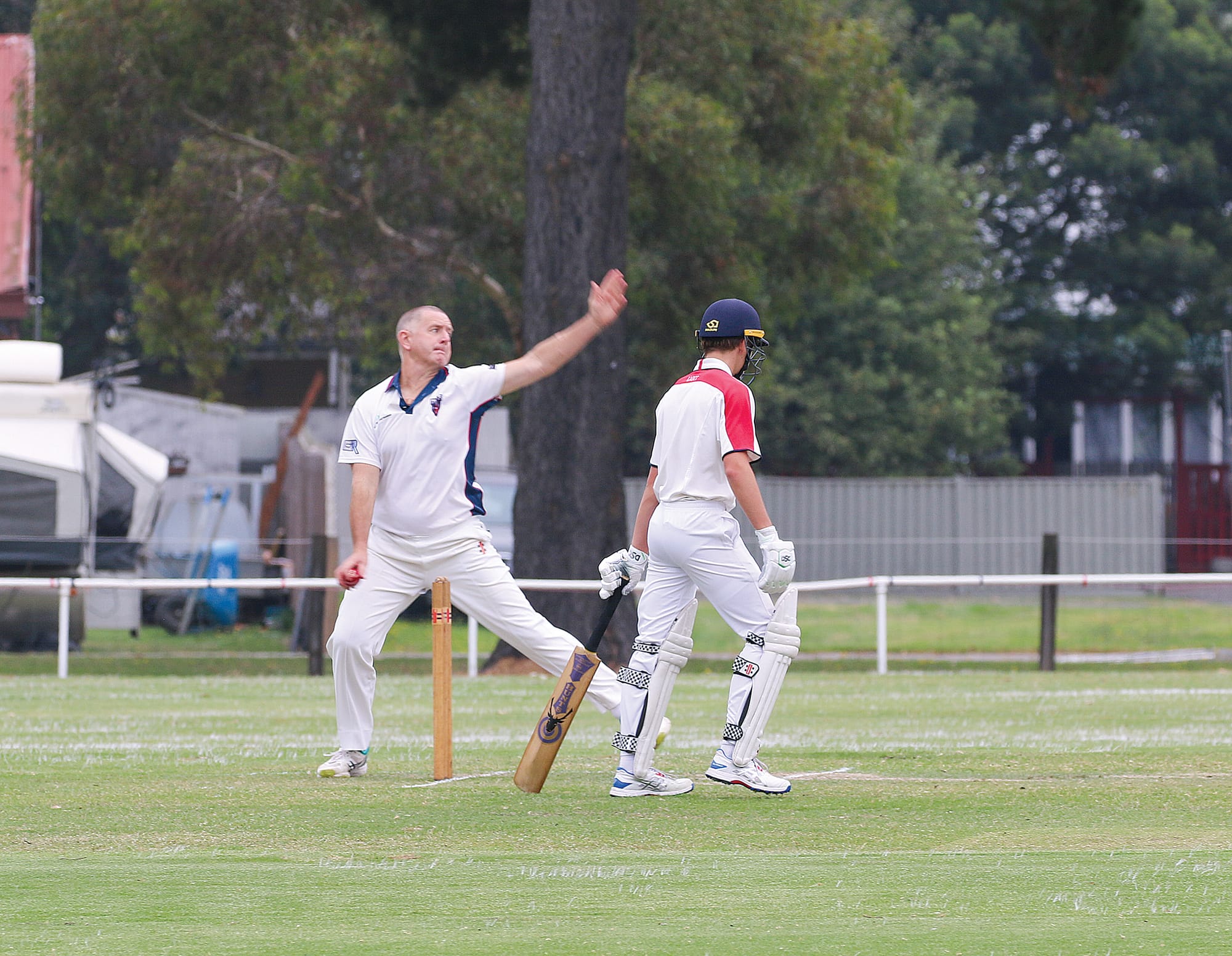 Meeniyan’s Mark Cantwell bowled a tidy opening spell. B33_0625