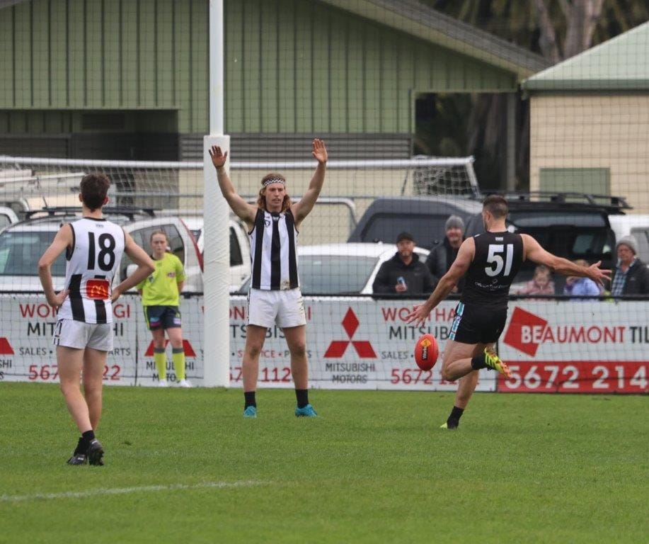 Nathan Brown lines up for goal early in the match against Sale on Saturday.