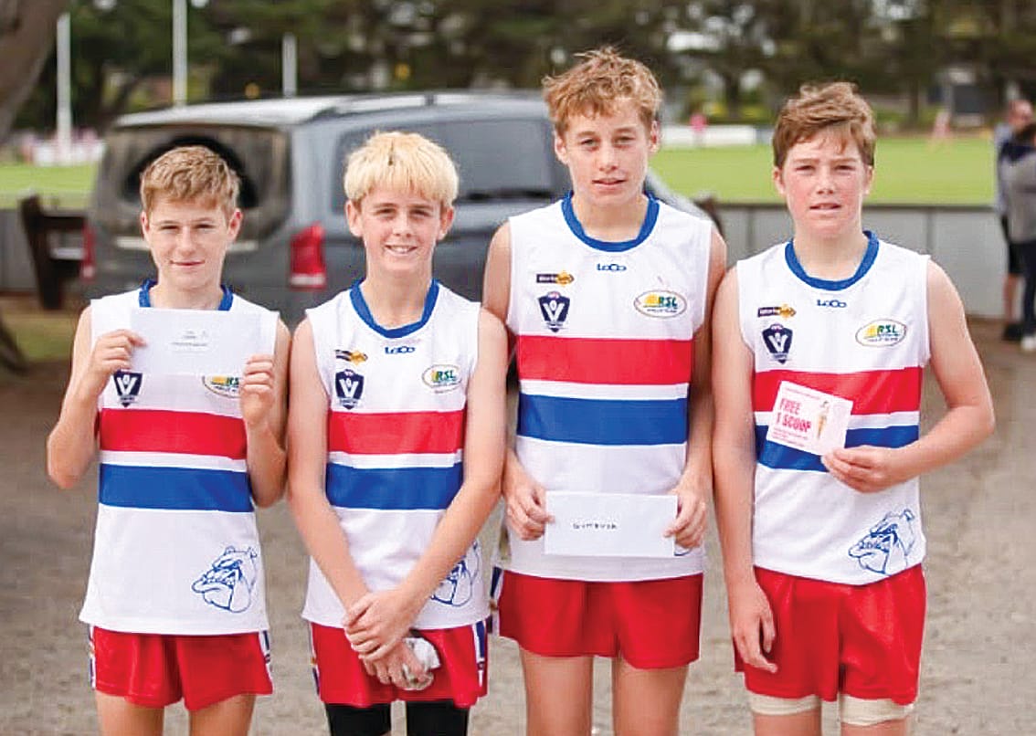 Under 14 Blue players Ry Sheers, Miller Sund, Archie Robinson and Kolby Carton.
