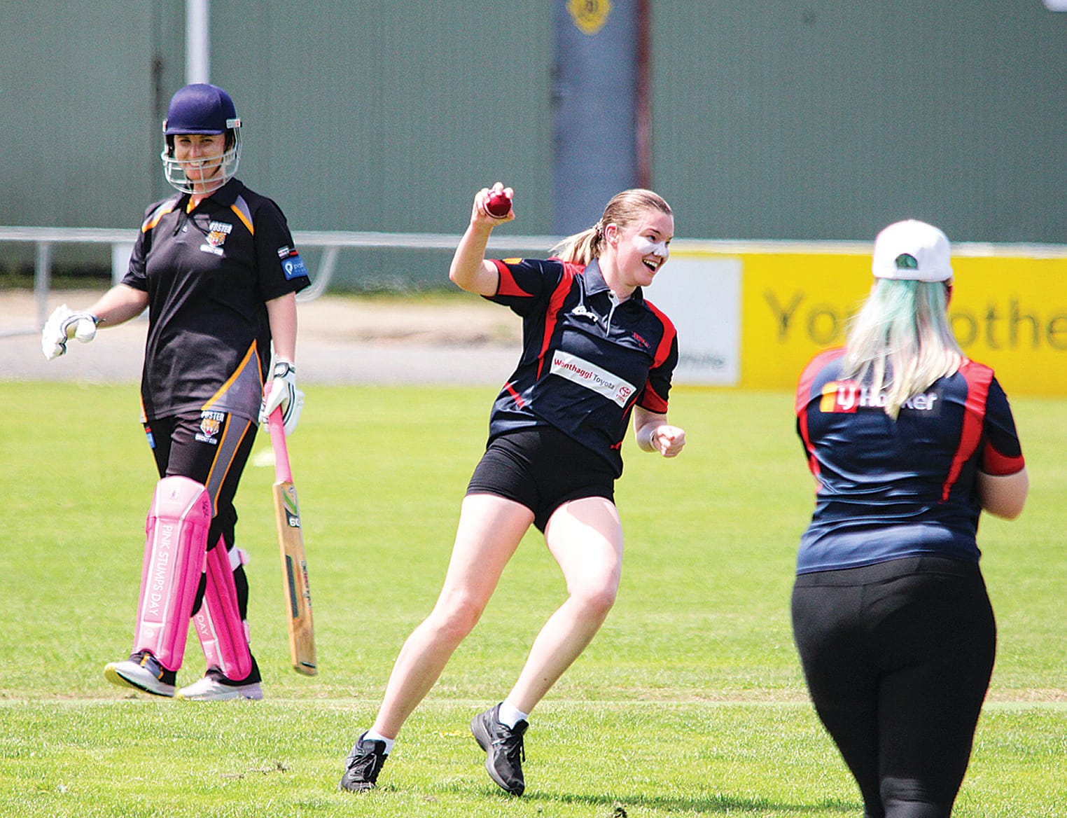 Julia Algie gets Inverloch off to a blinder with a fantastic caught and bowled wicket. B14_4522