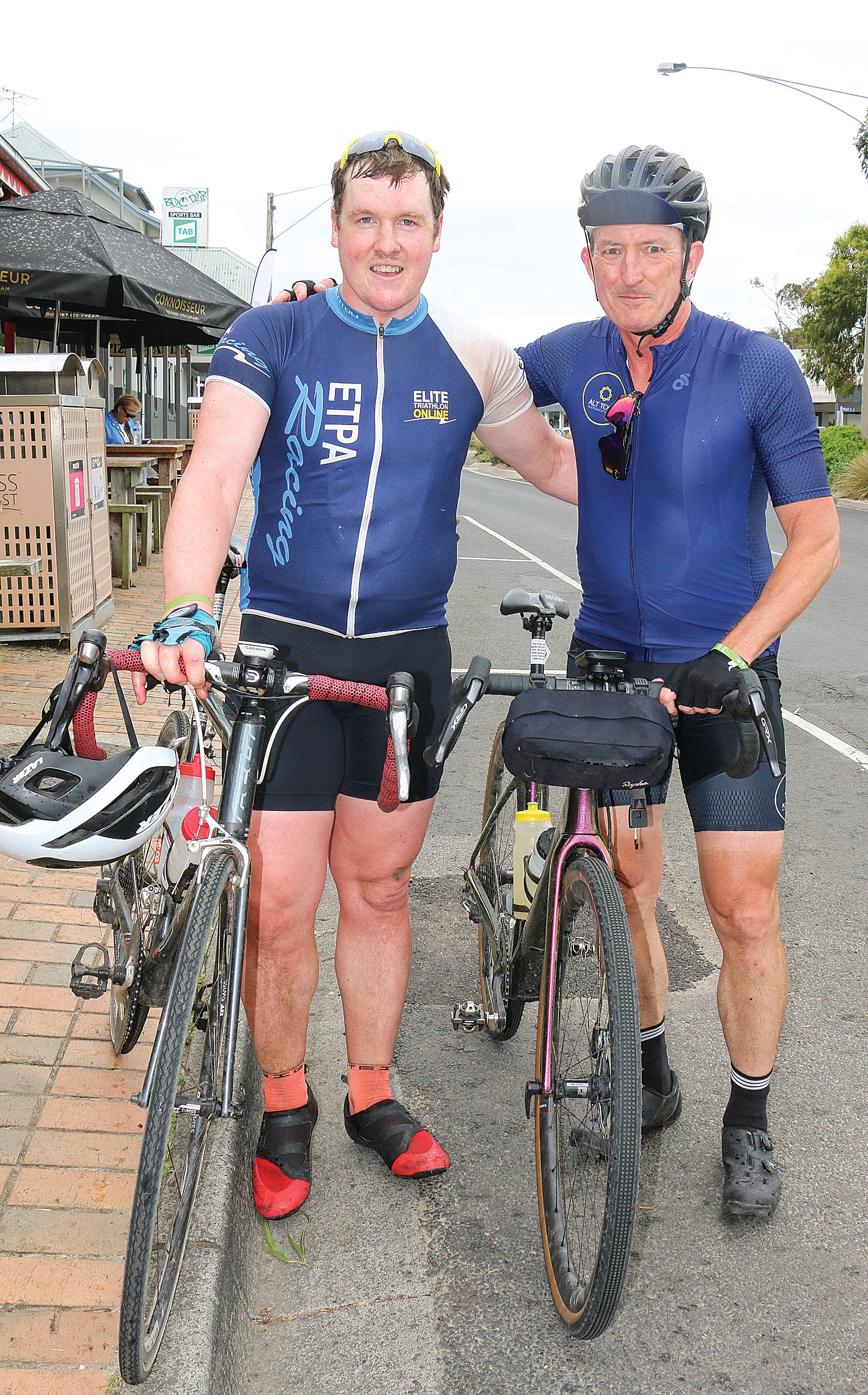 Former Wonthaggi cyclist Matt Sullivan travelled from Echuca and Michael Ford travelled from Sydney to take part in the newly introduced 100-kilometre gravel ride in the Bass Coast Cycle Challenge. 
