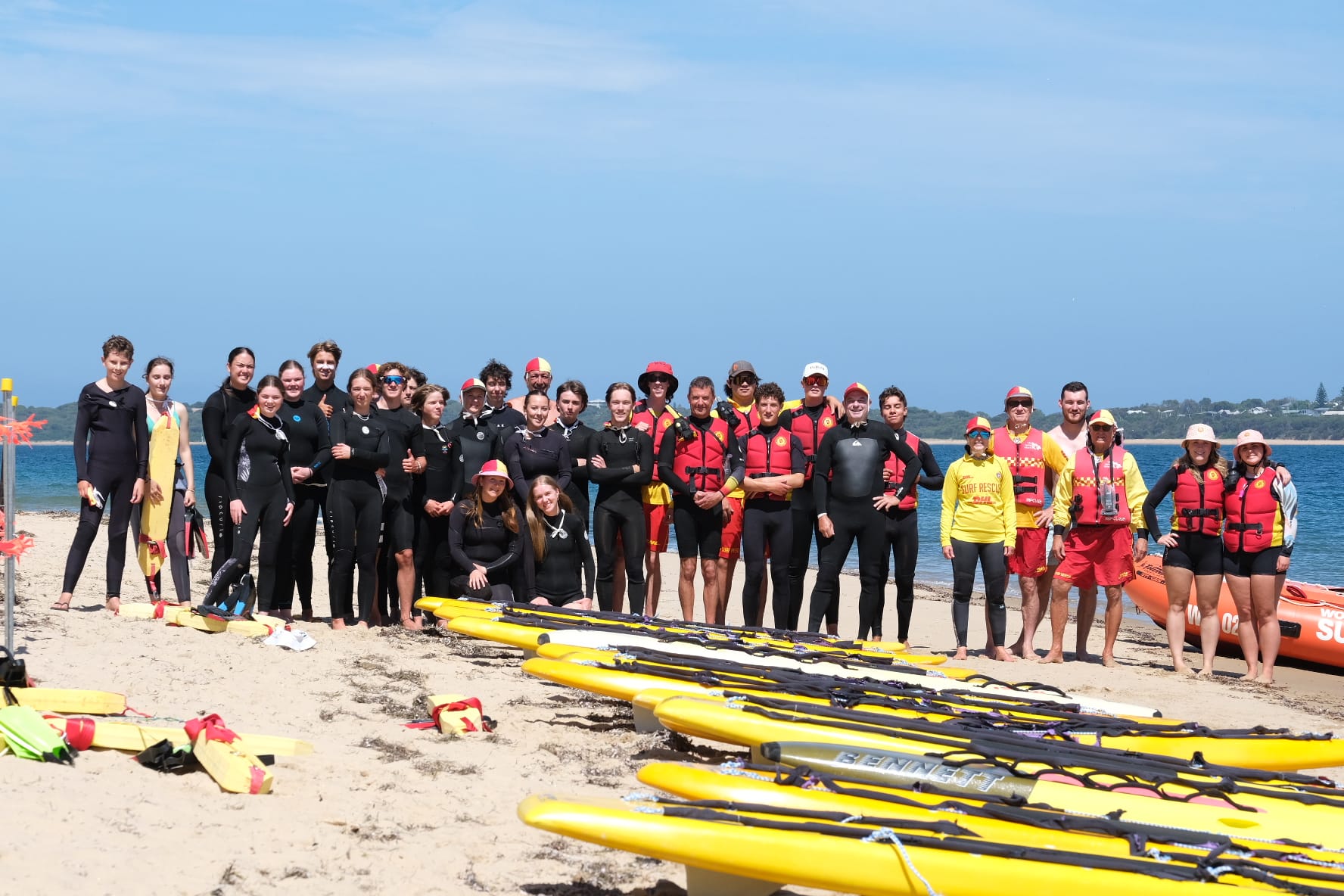 Woolamai Beach Surf Life Saving Club (WBSLSC) volunteers at the 38th Channel Challenge.
Photo: Snapshot Photography by Nici Cahill.