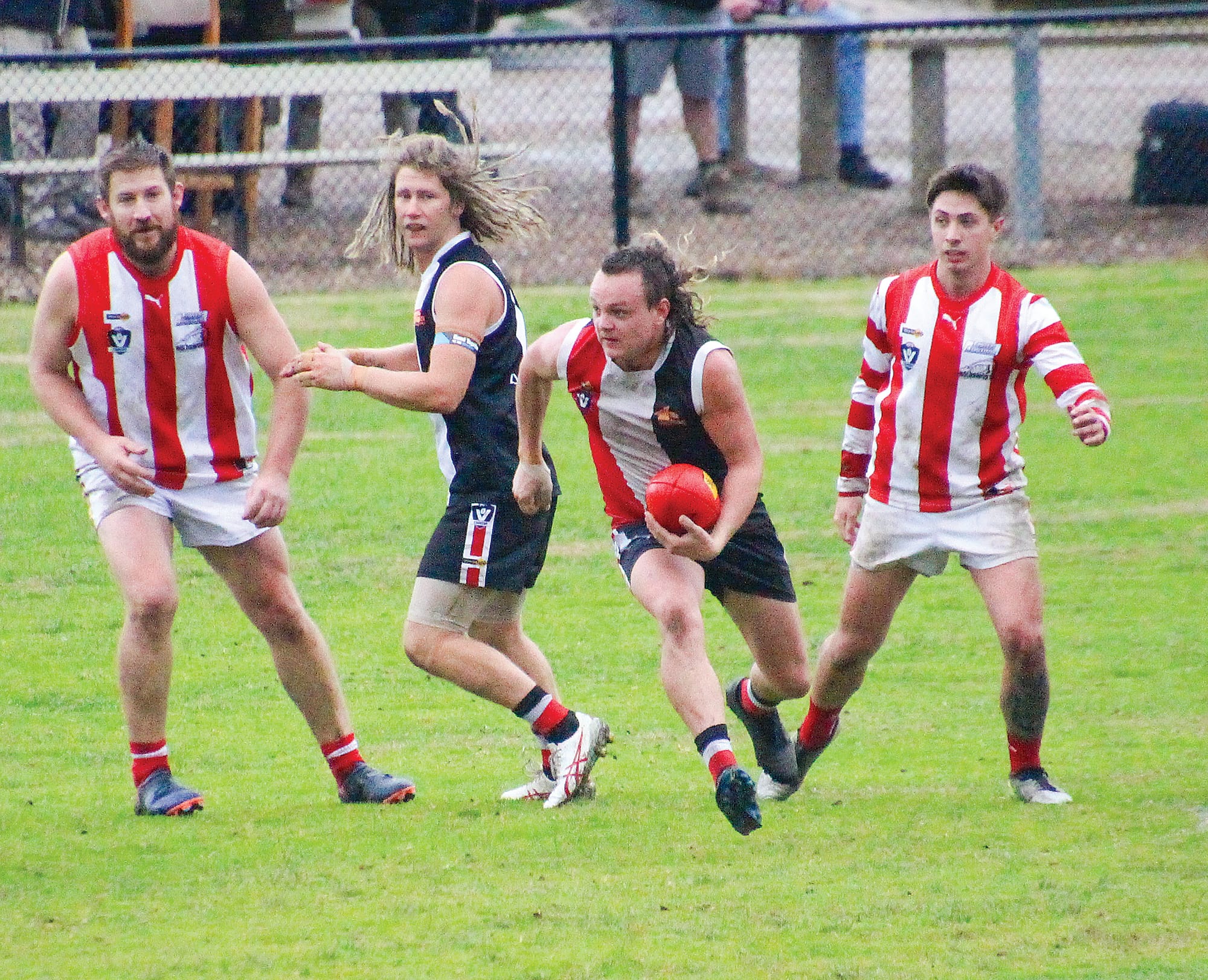 Nyora’s Lucas Lee was on the move and ready to lay off a handpass.