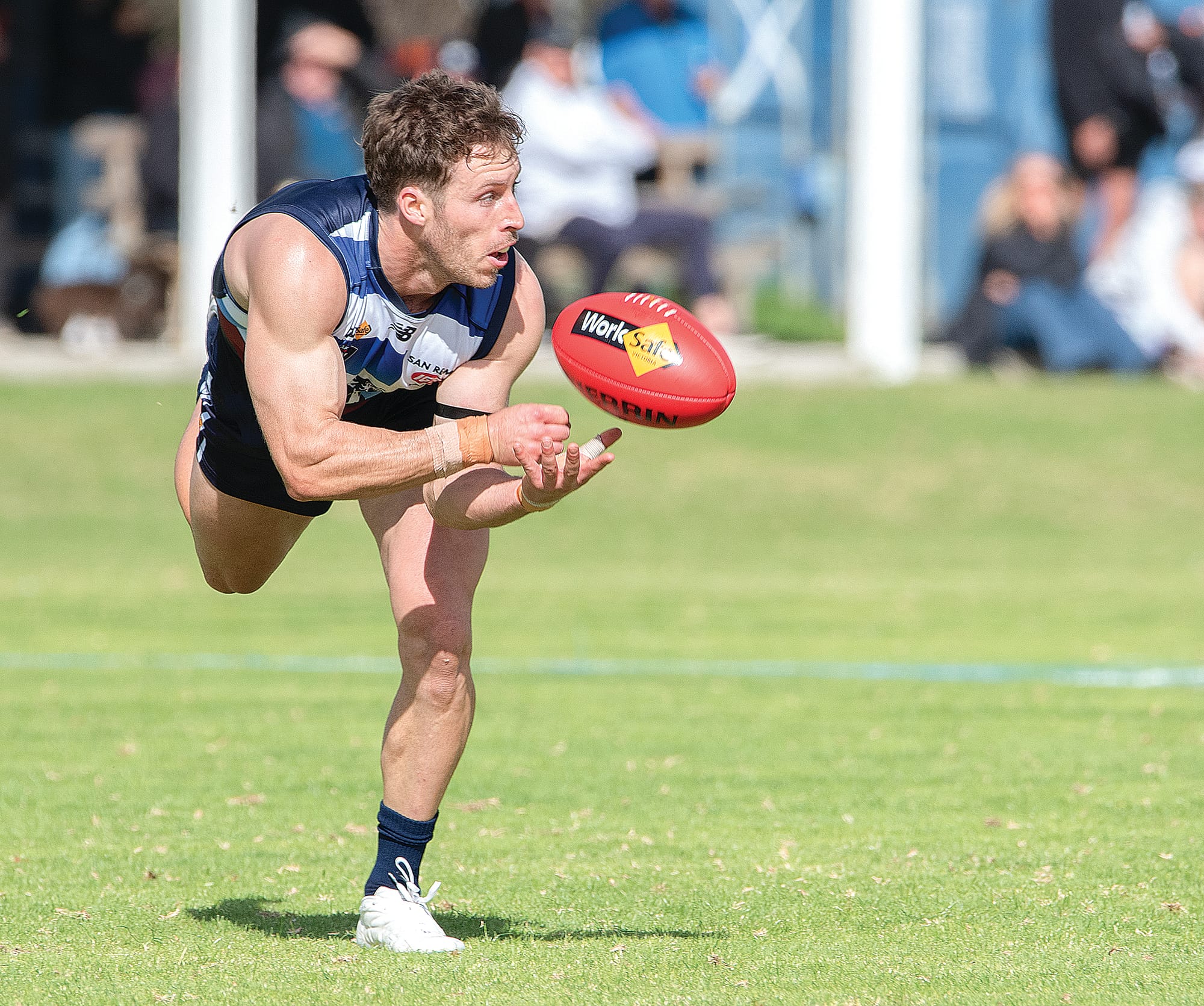 A smooth handball from Kilcunda-Bass’ Nathan Foote. 