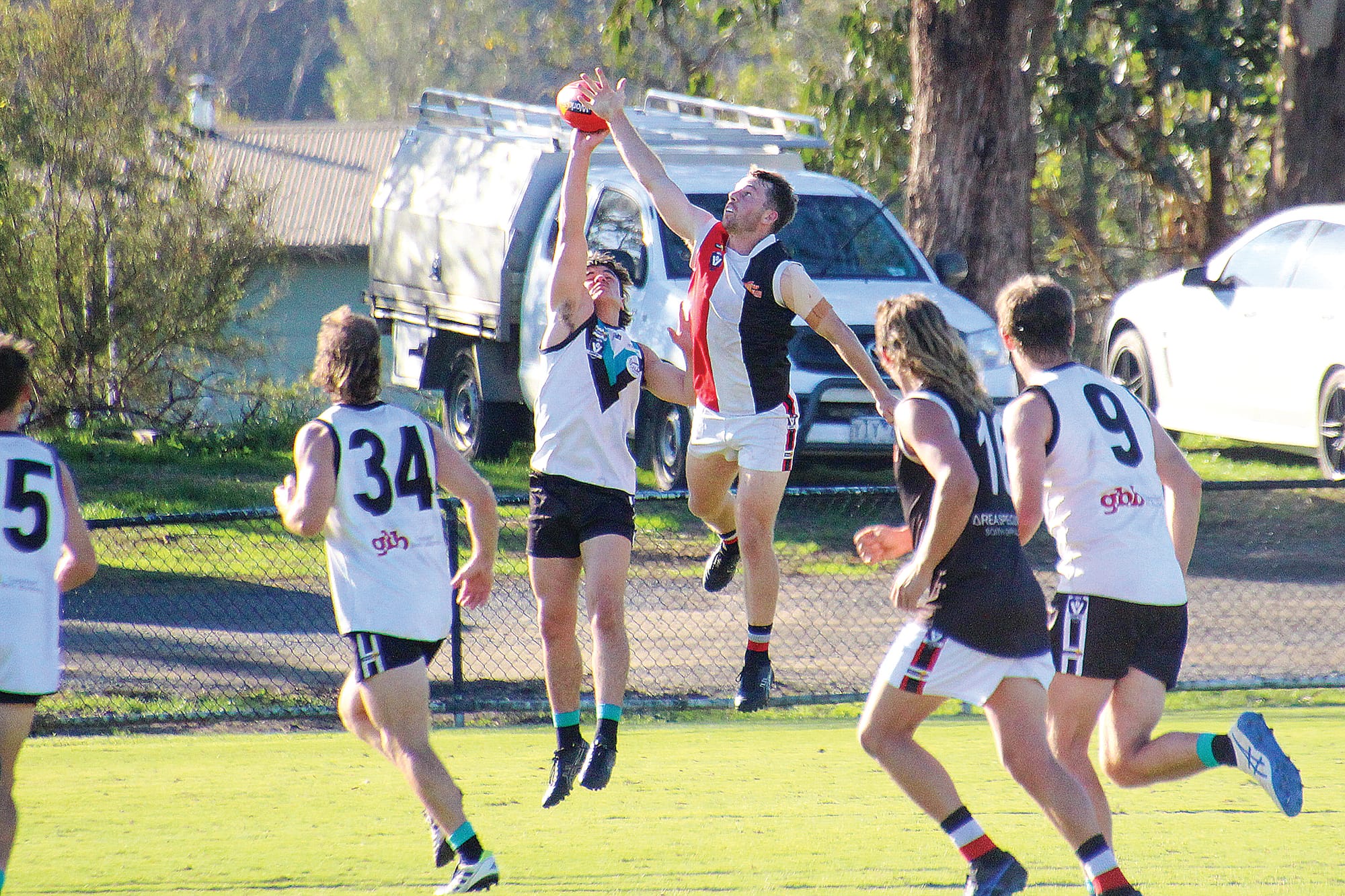 Jesse Heylen leaps in for the Sherrin.