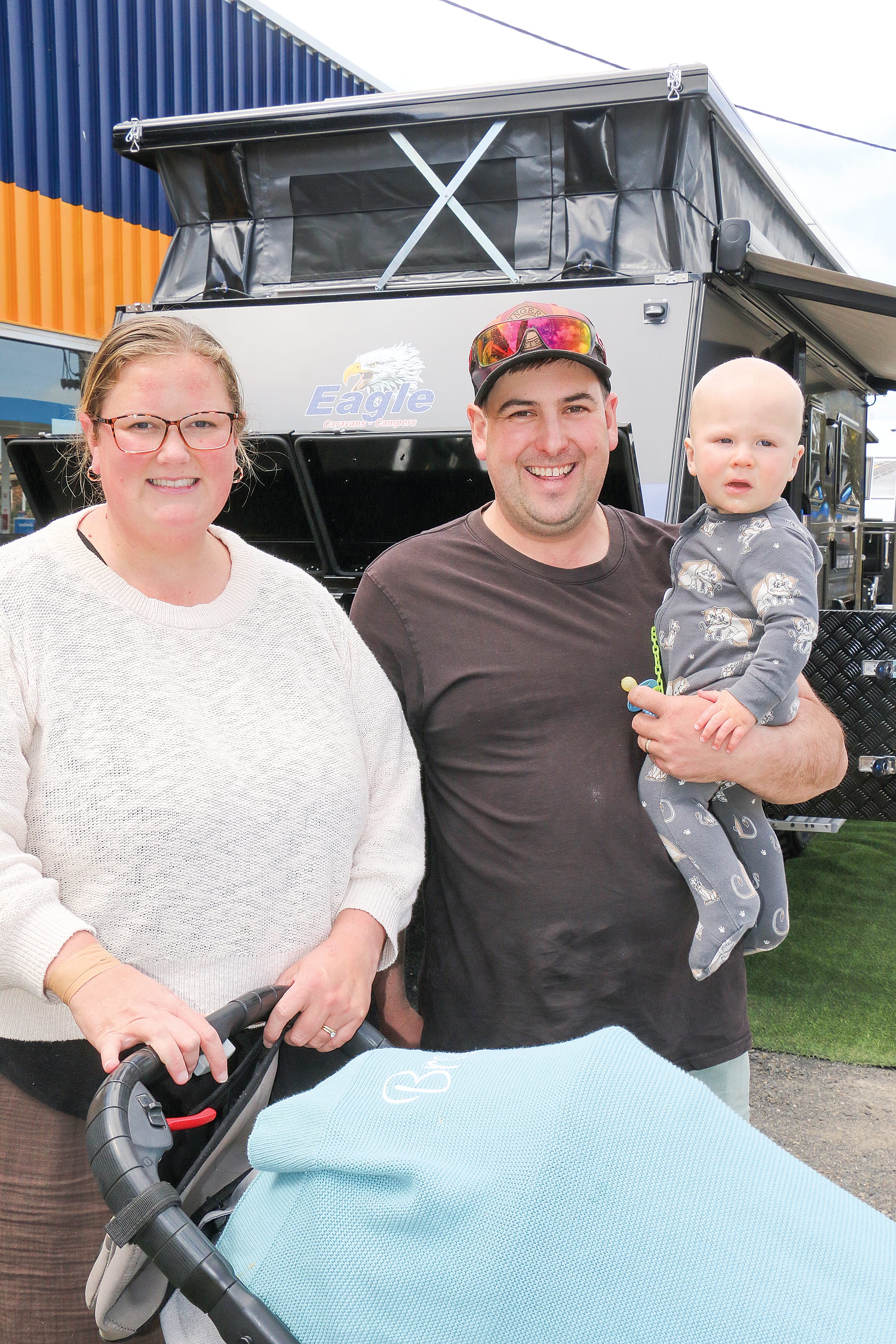 Karena, Jarrod and Brody Hayward were in the market for a new caravan at the grand opening of South Gippsland Caravans and Camping Centre on Saturday.