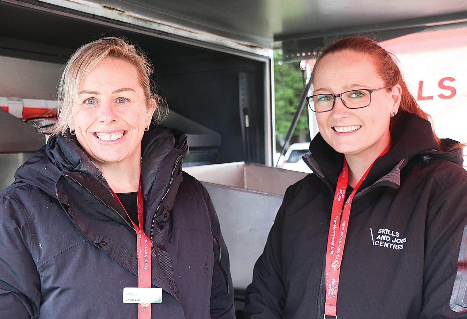 Andrea and Elise of Tafe Gippsland Skills and Jobs Centres attended the expo in Cowes last Wednesday, holding a free BBQ for the public. Z12_4123