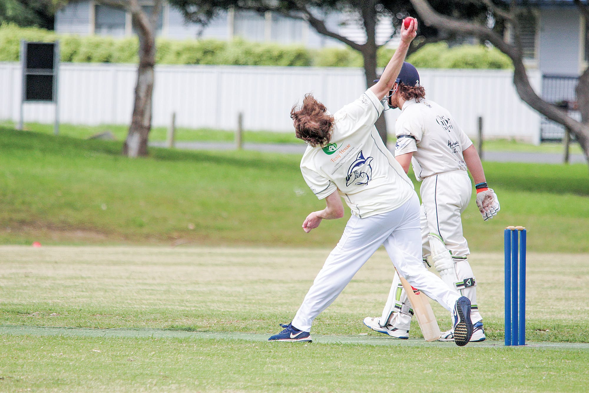 Kilcunda-Bass bowler Nicholas McCallum hits the crease to deliver the ball at McMahon Reserve on Saturday. B07_4522