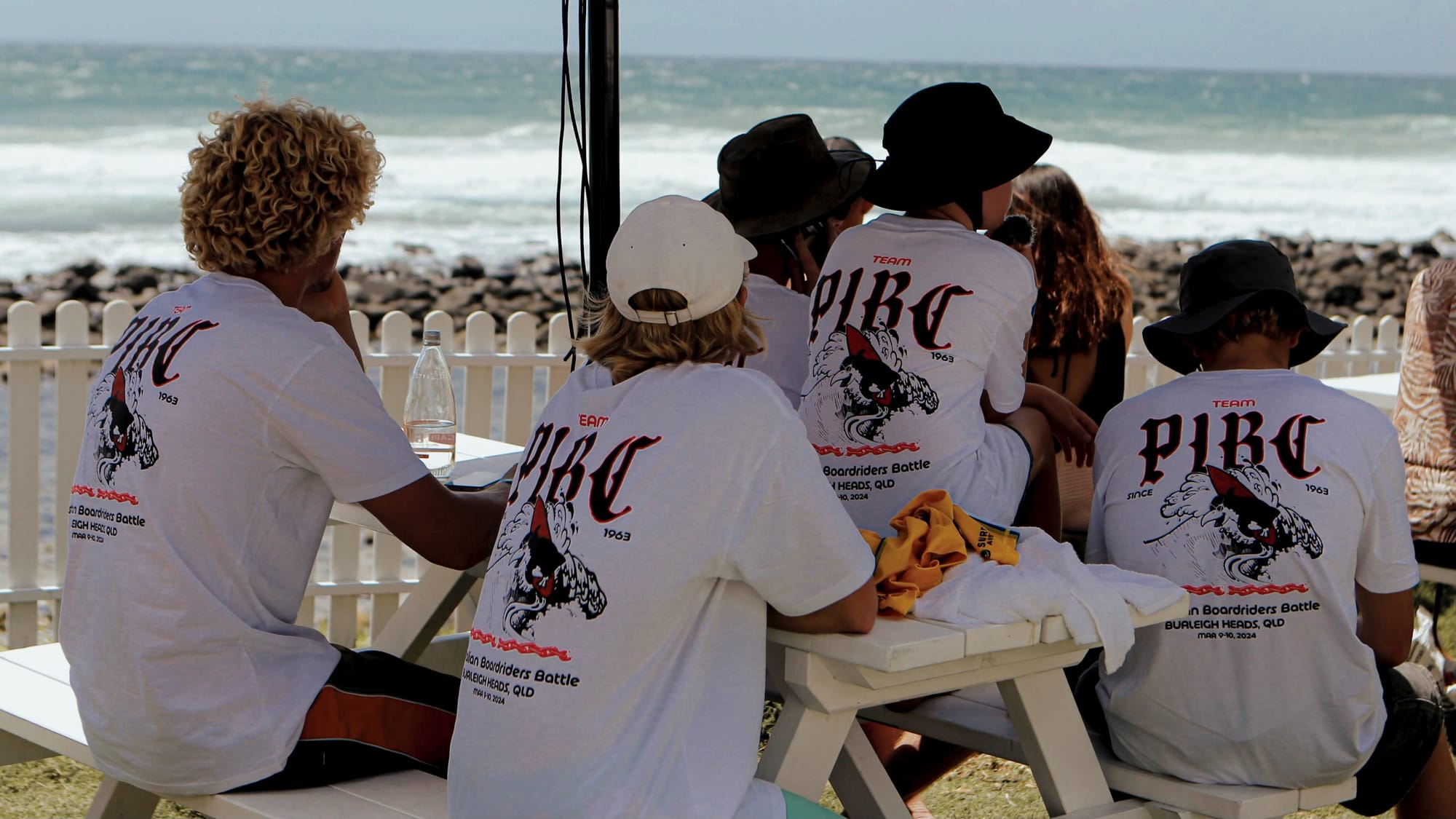 PIBC support crew in custom team t-shirts. Photo: Billy La Pope - Quiksilver.