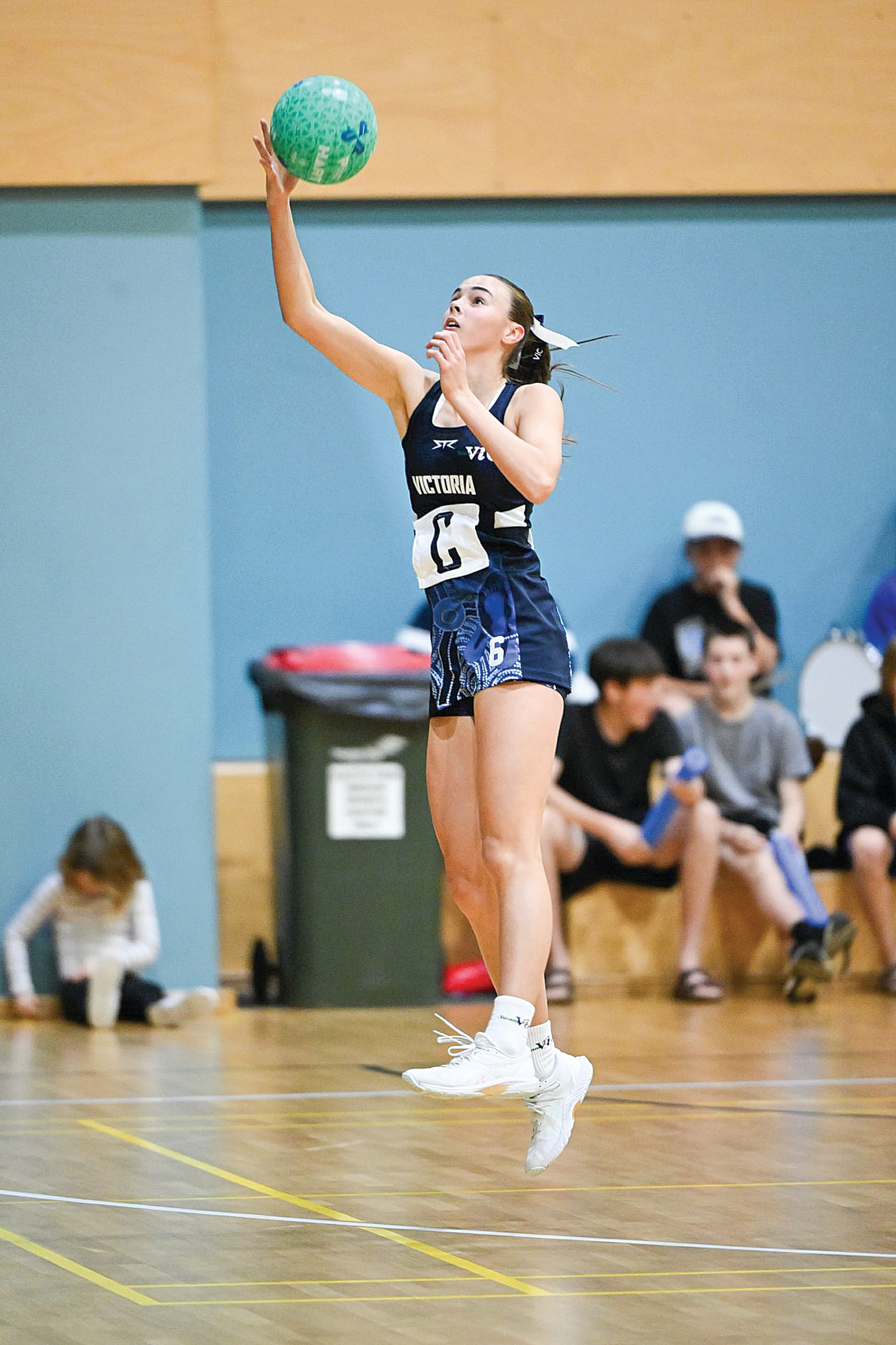 Lacy Fennell pull in this high pass as she plays centre for Victoria. Lacy recently competed for the state at the School Sport Australia Games in Moreton Bay.