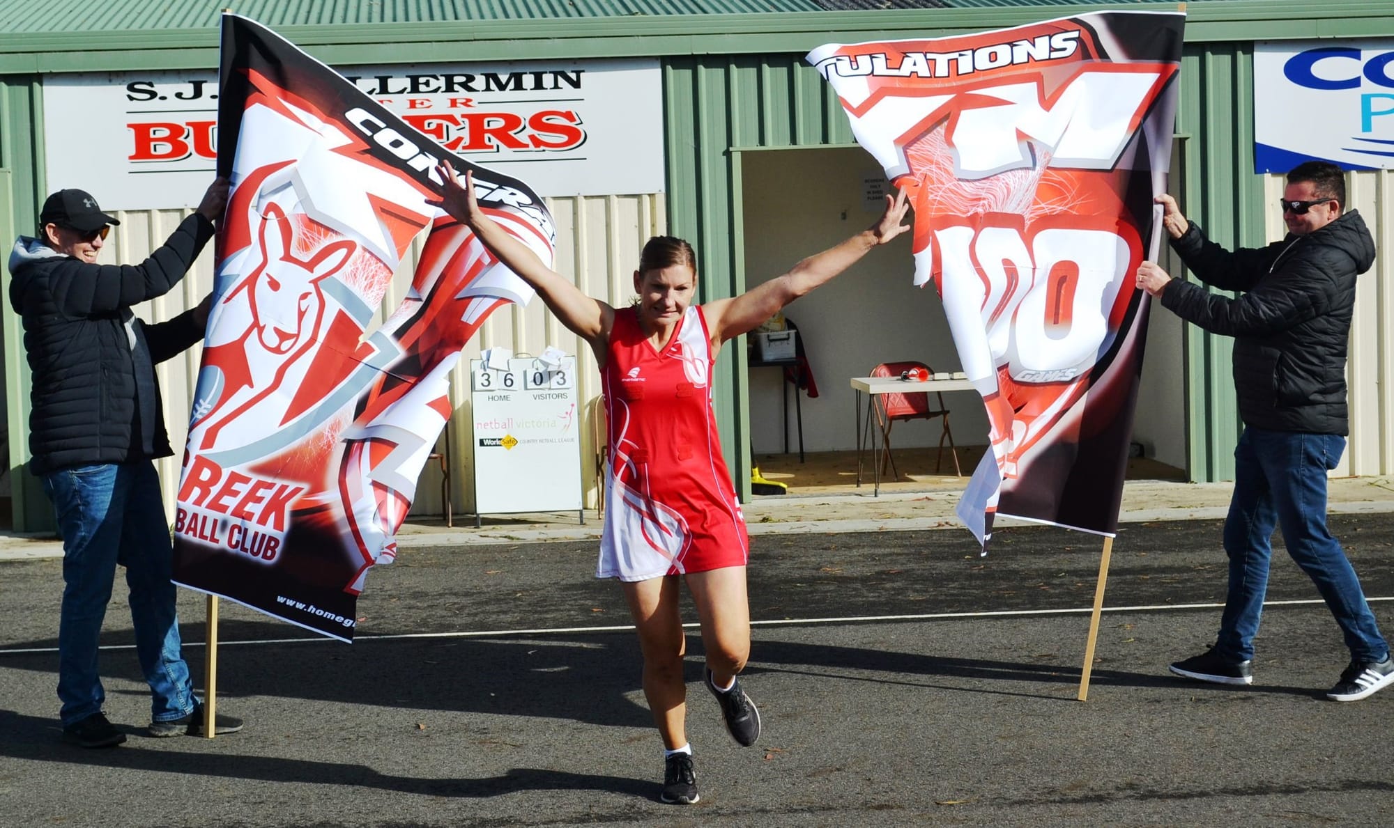 Fish Creek’s Kym Berryman proudly played her 400th senior game over the weekend against Stony Creek.