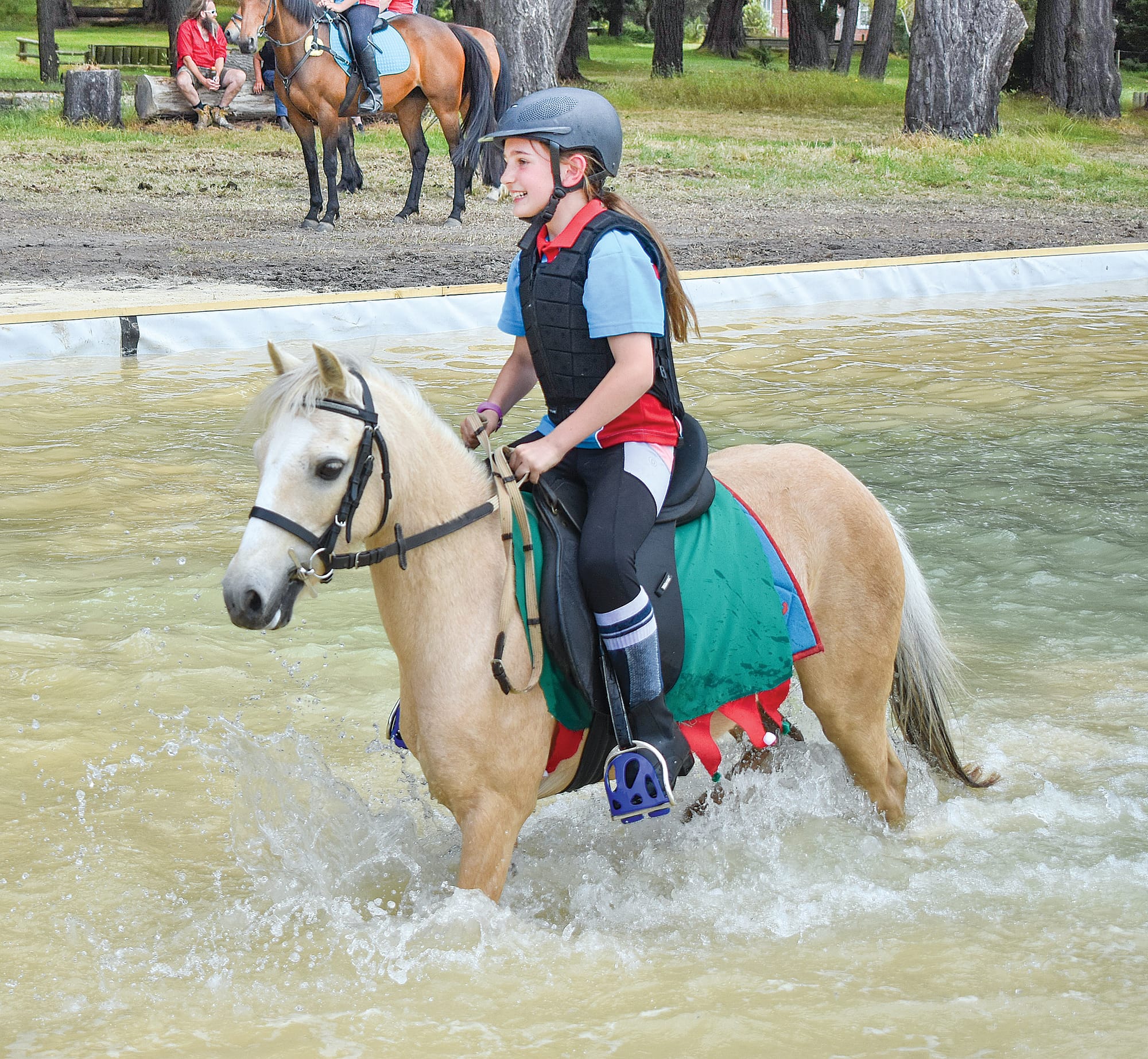 Mikayla&nbsp;Jefferies and Winnie enjoying the new water jump.