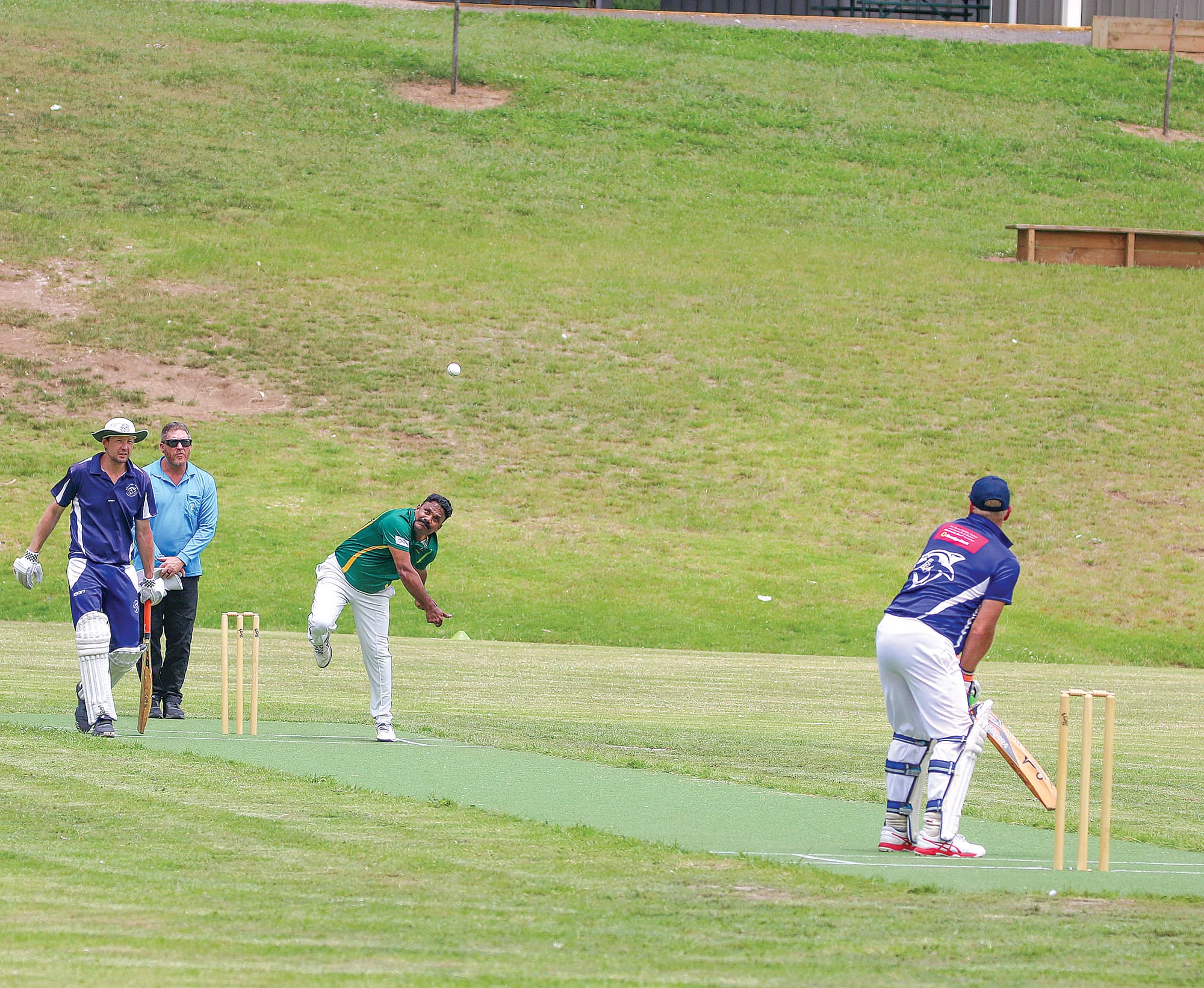 Sakthy Vs launches a bowl at Kilcunda-Bass batsman. ob47_5124