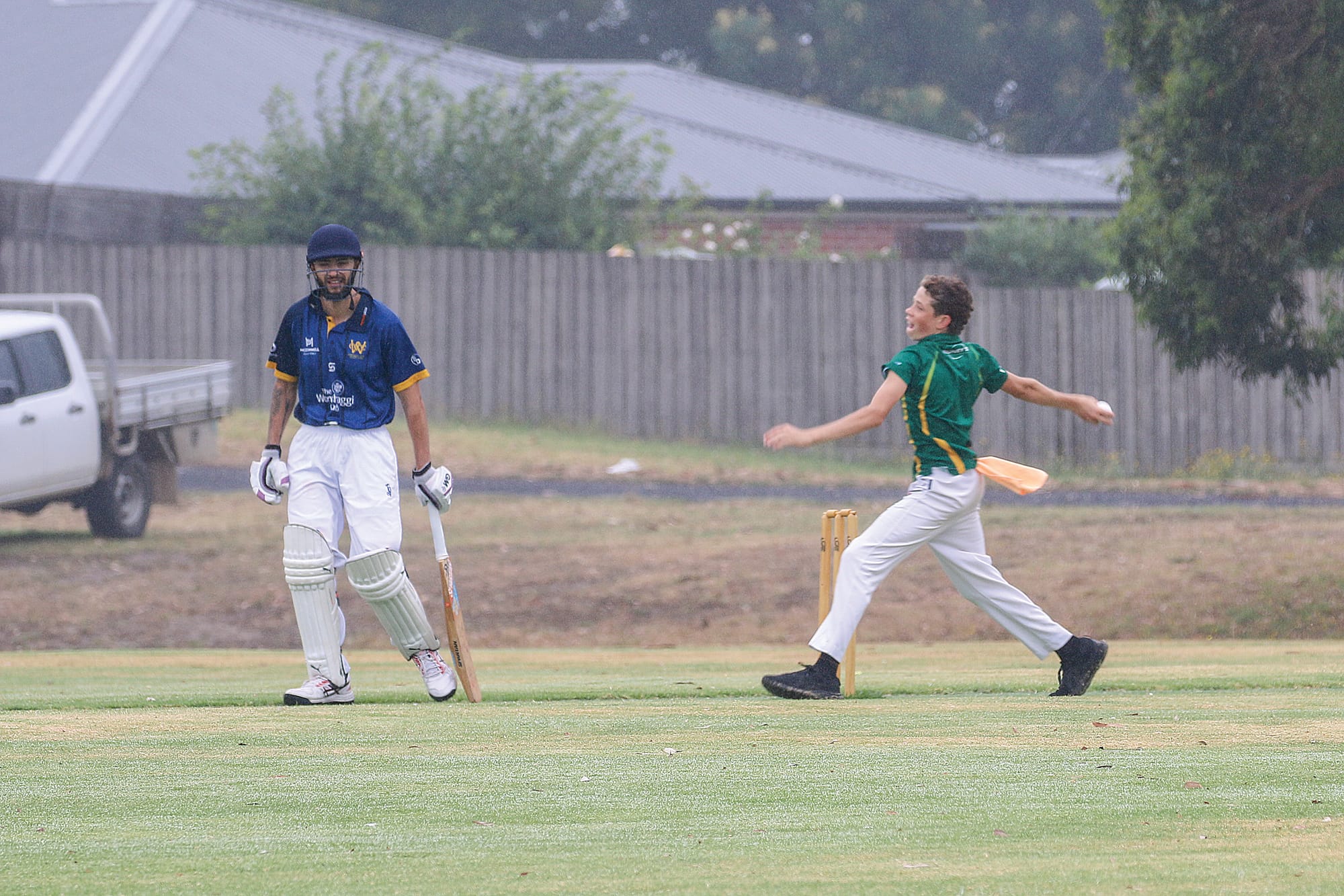 Max Carter bowling for Leongatha Town in the C Grade Div 1match against Wonthaggi Club at McMahon Reserve B48_0625