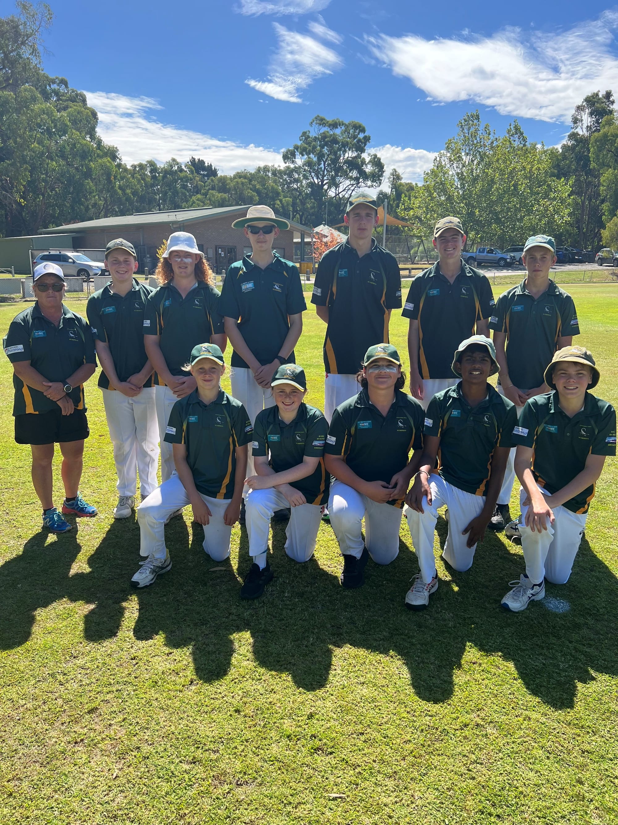 Leongatha are into the under 15s Grand Final, pictured is their squad (back L-R) Nat Challis, Max Carter (captain), Clayton Quaife, Jack Cashin, Hamish Gill, Fletcher McLennan, Angus Livingstone (front L-R) Frazer Livingstone, Lucy Carter, Kohen Gilliatte, Yuthil Ratnaike and Bede Challis. B22_1023