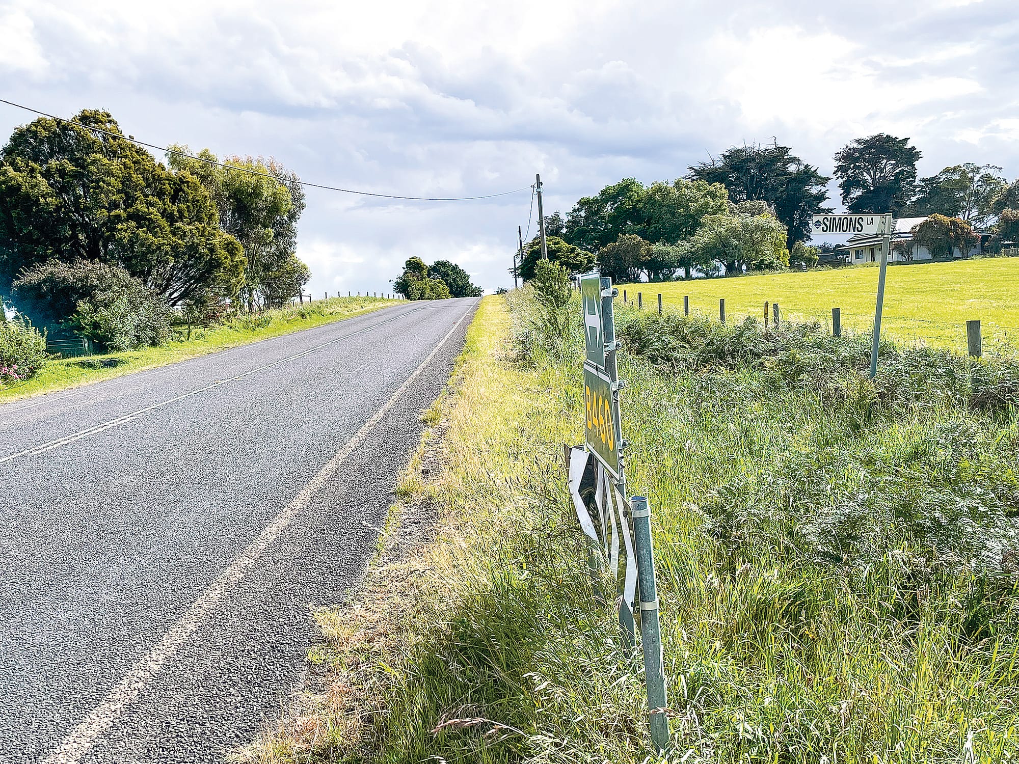The limited view from the opposite side of Bass Highway to Simons Lane. A18_4722