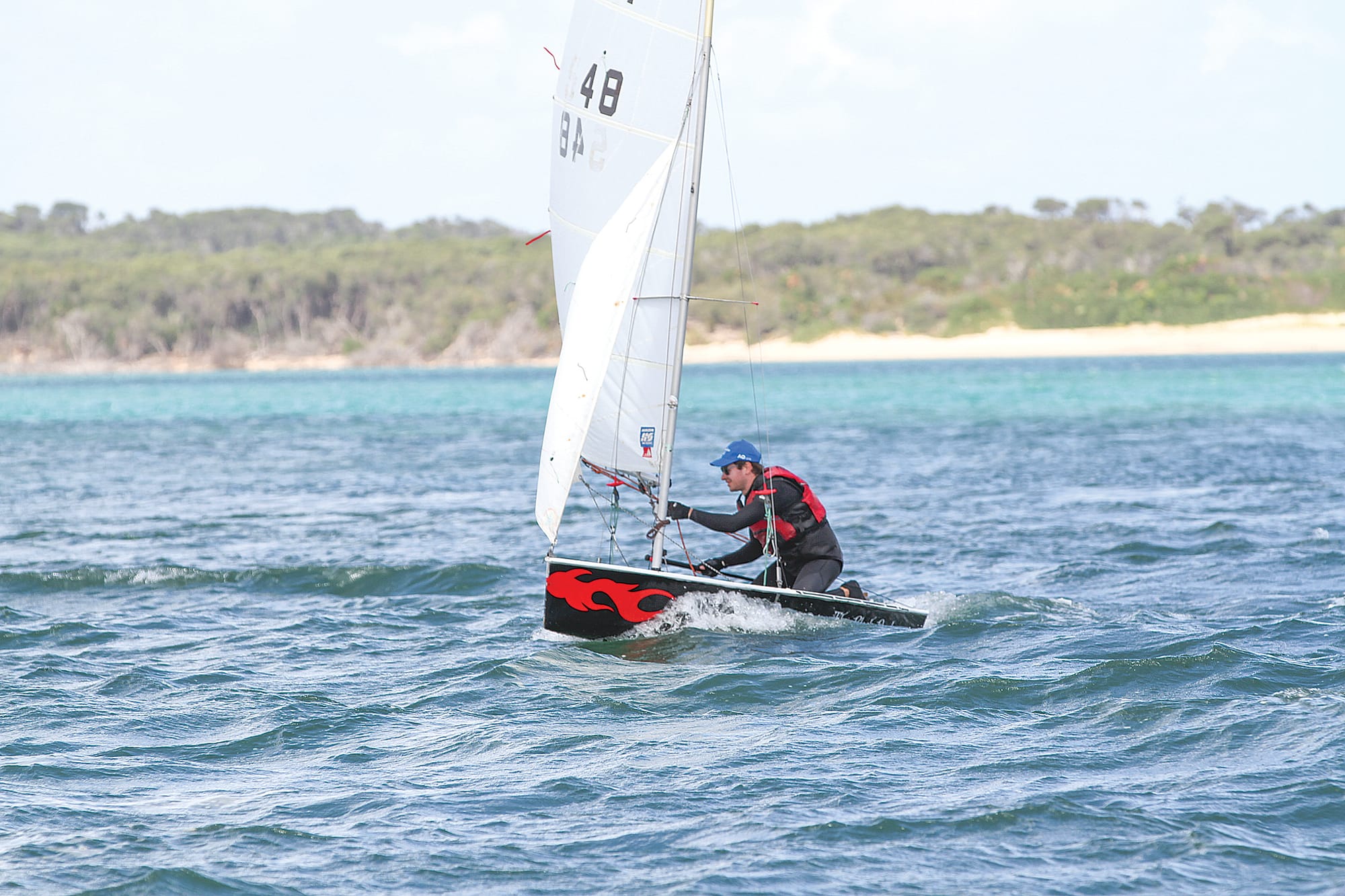 Dan Bentley sailing a Flying Ant in the Inverloch Classic Regatta B77_0725
