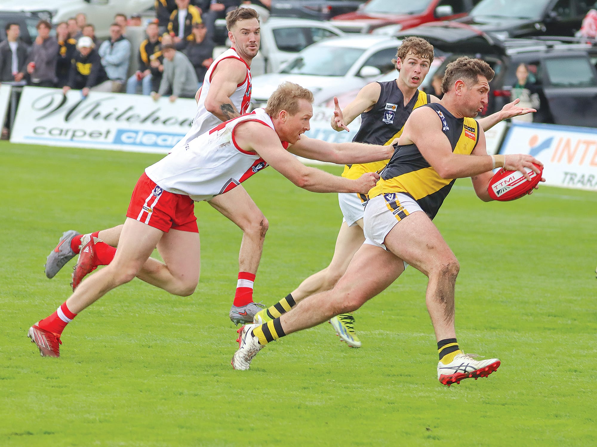 League Best & Fairest Gus Norton starred in Foster’s Premiership win, although Tom Vuillermin of Fish Creek is set to pounce in this instance. A30_3725
