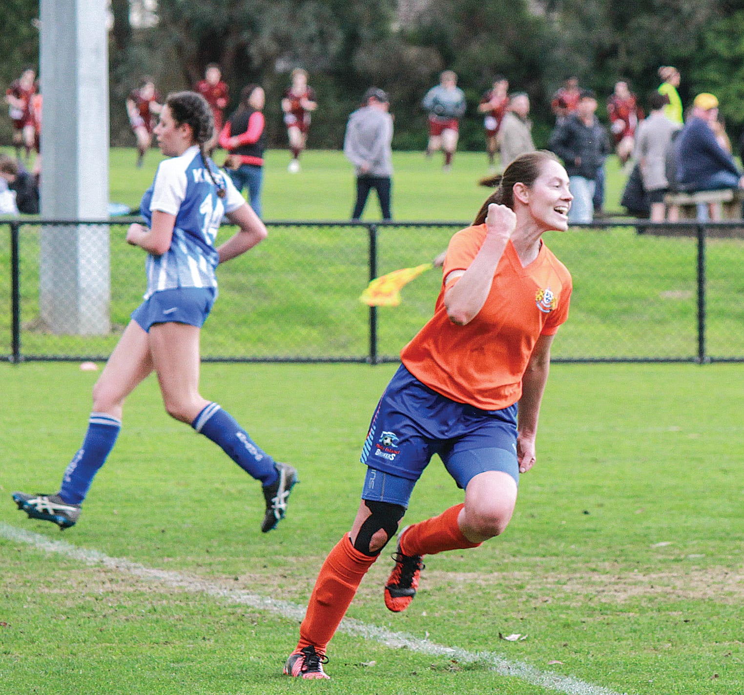 Senior Womens - Kelly Wall (PI) celebrating her goal.