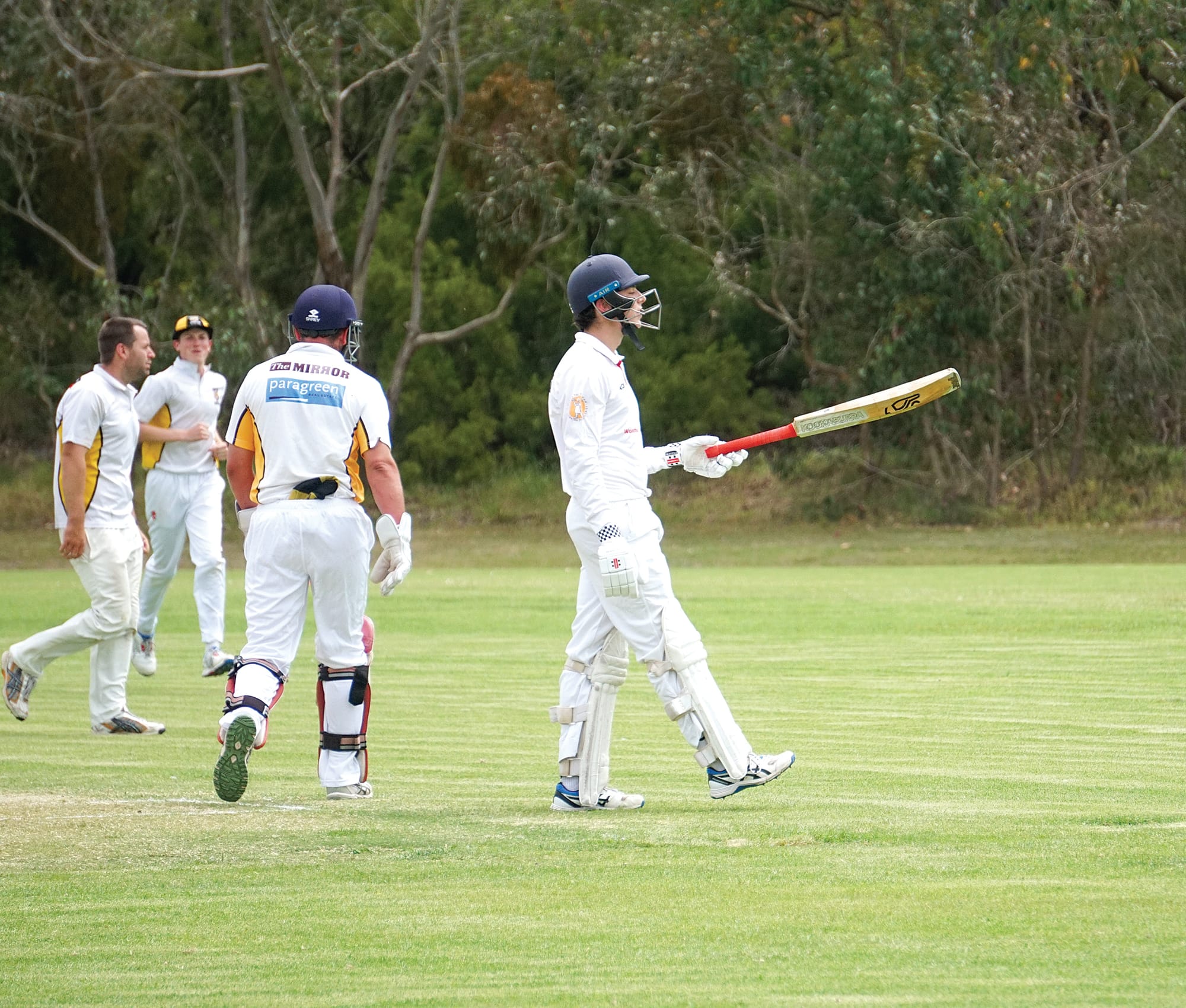 Jack Butcher hangs up the bat after being caught out. Ns06_4824