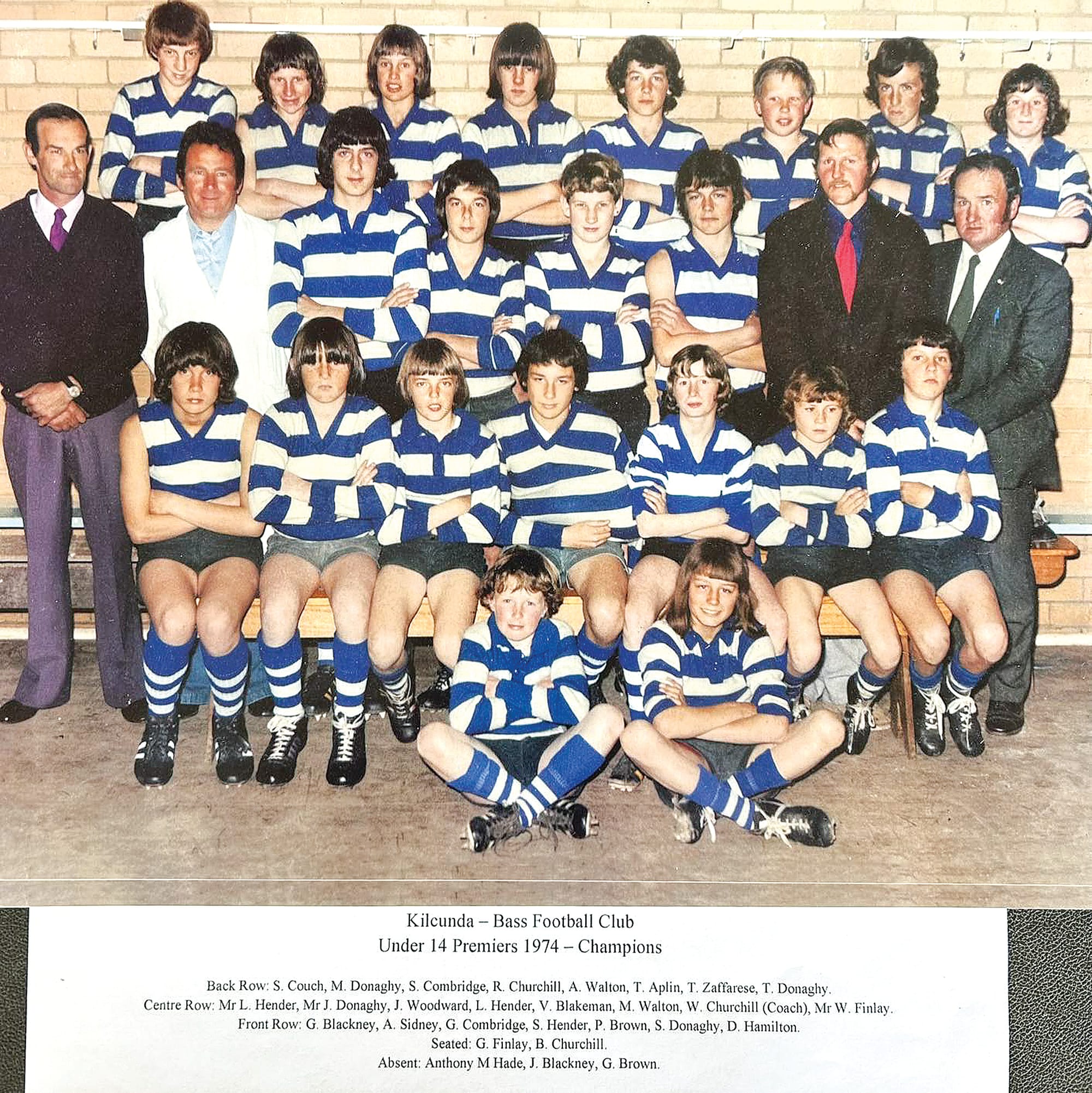 A team shot of the winning 1974 Fourths side. 