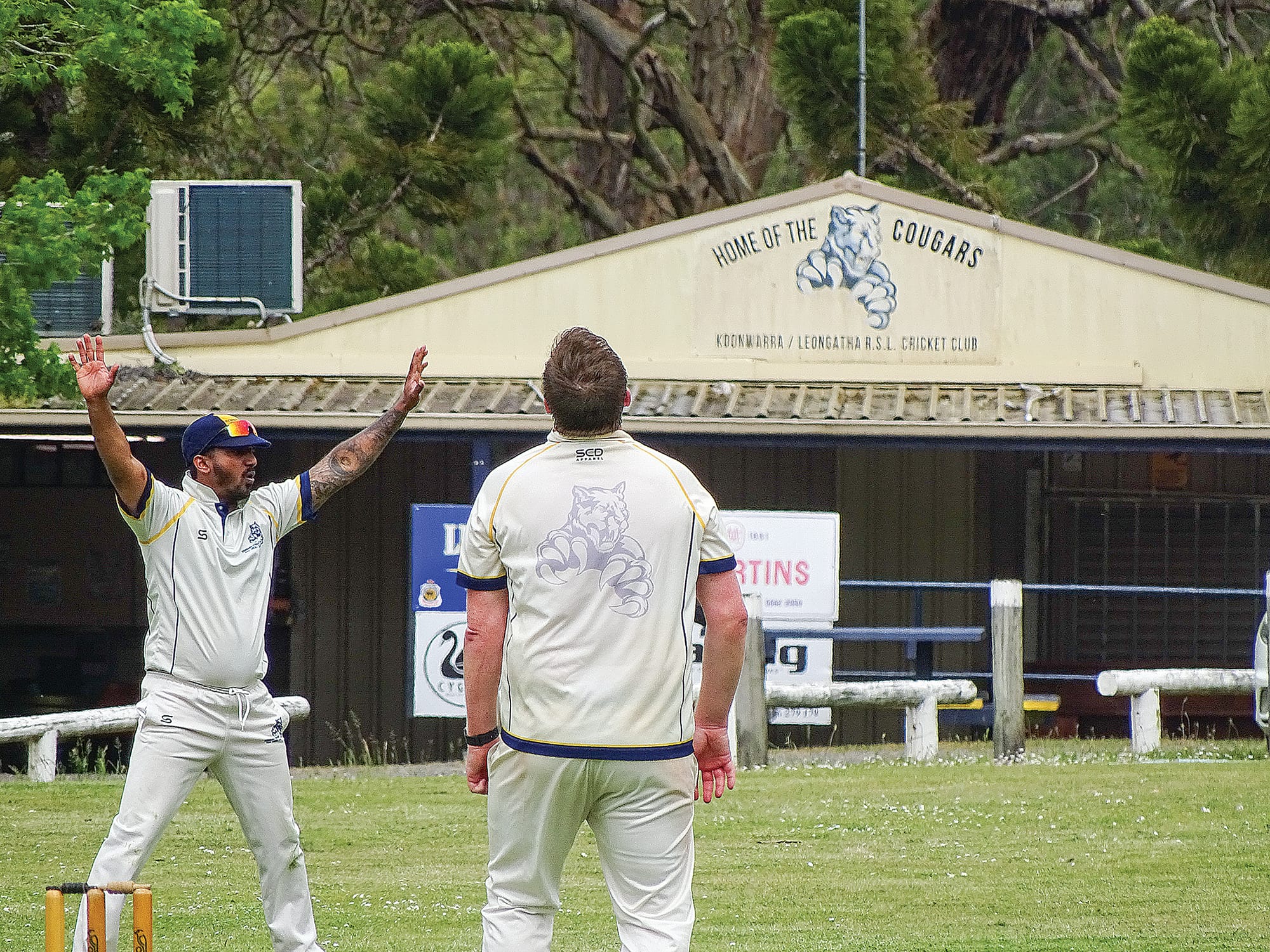 Isuru Darshana appeals after Jason Kennedy bowls. Photo: Jodie Arnup. 
