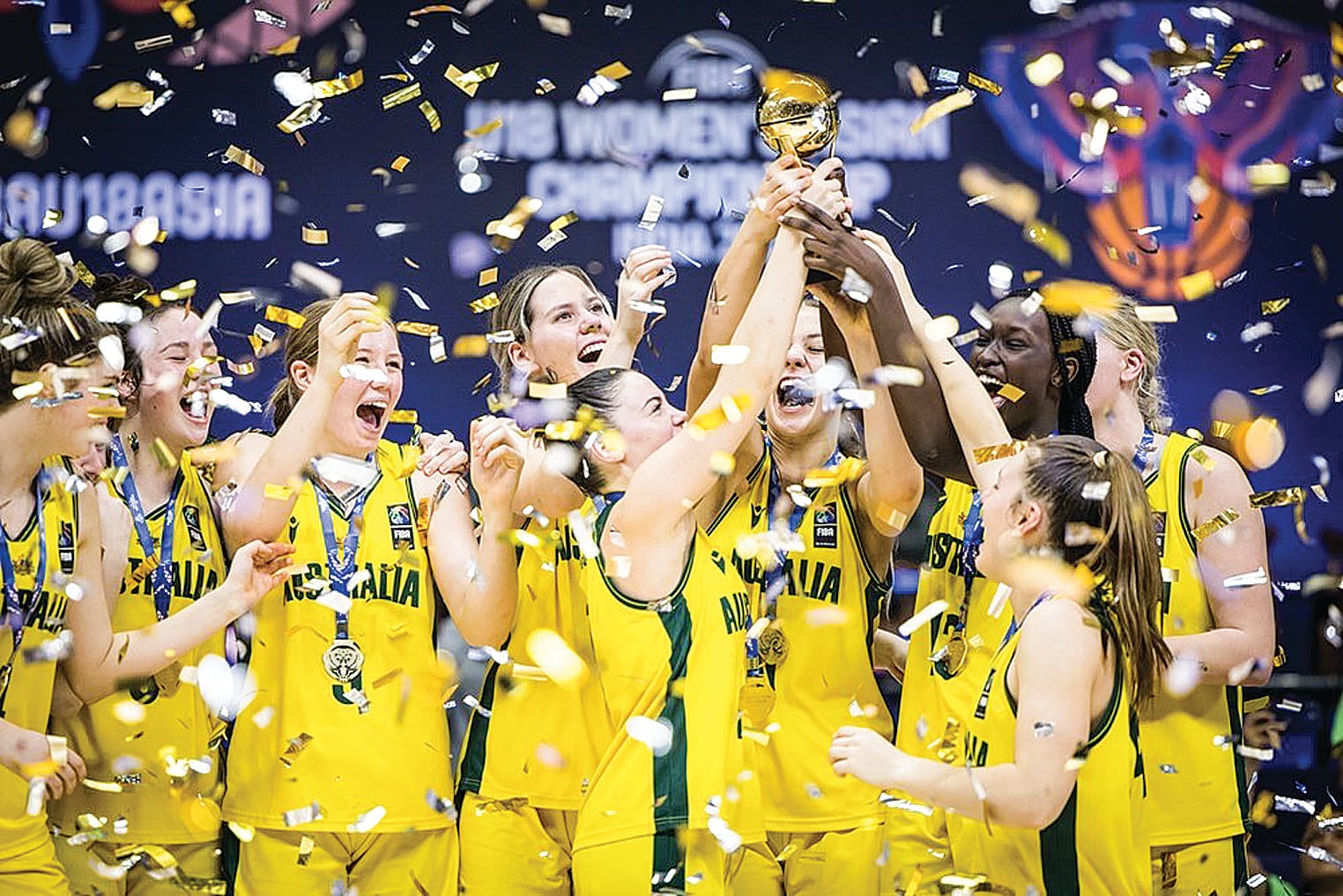 The Aussie girls celebrate after defeating five-time reigning Asia Cup premiers China in the Grand Final. 