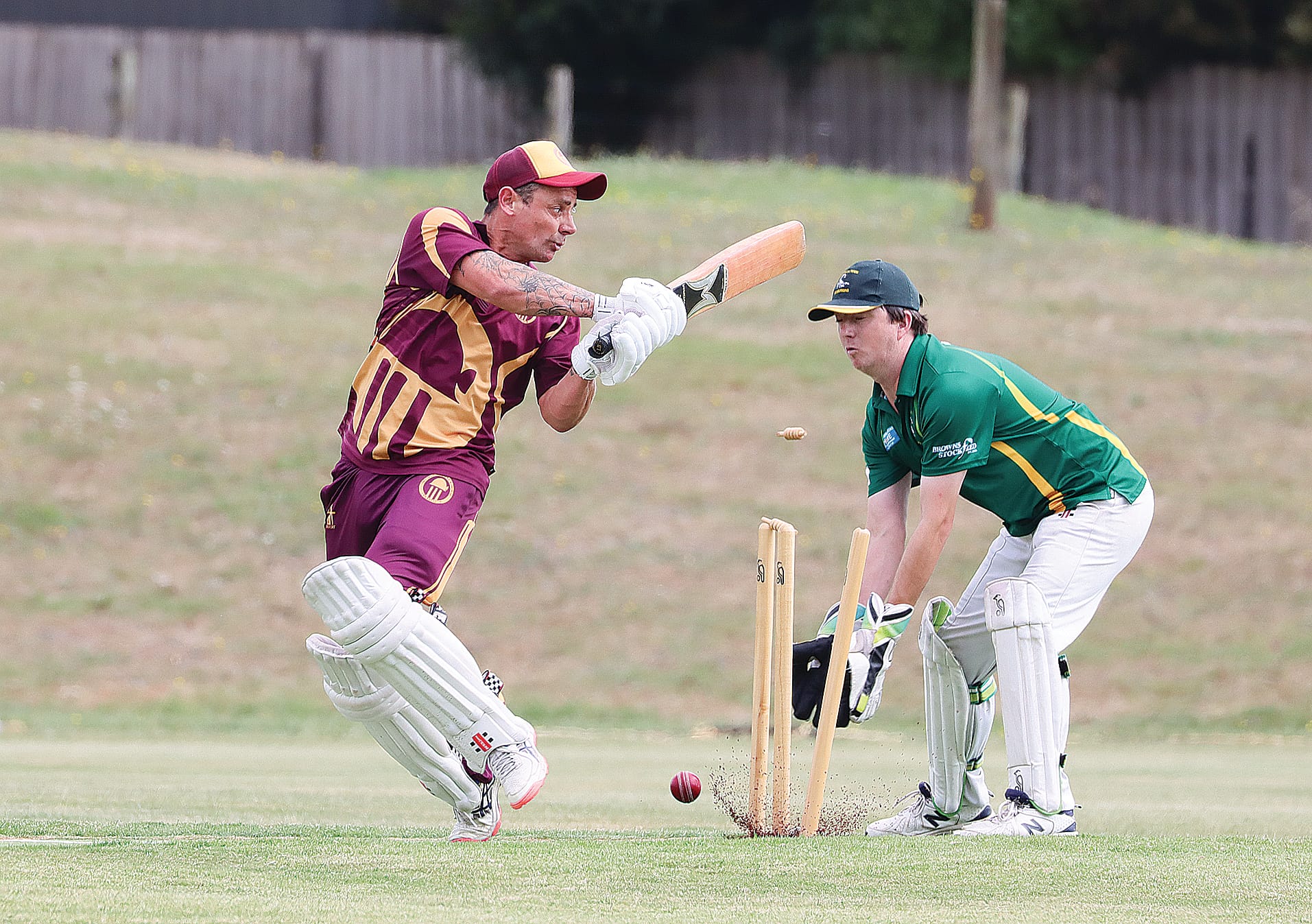 Digger Brad Hayes is bowled by Ethan Smith.