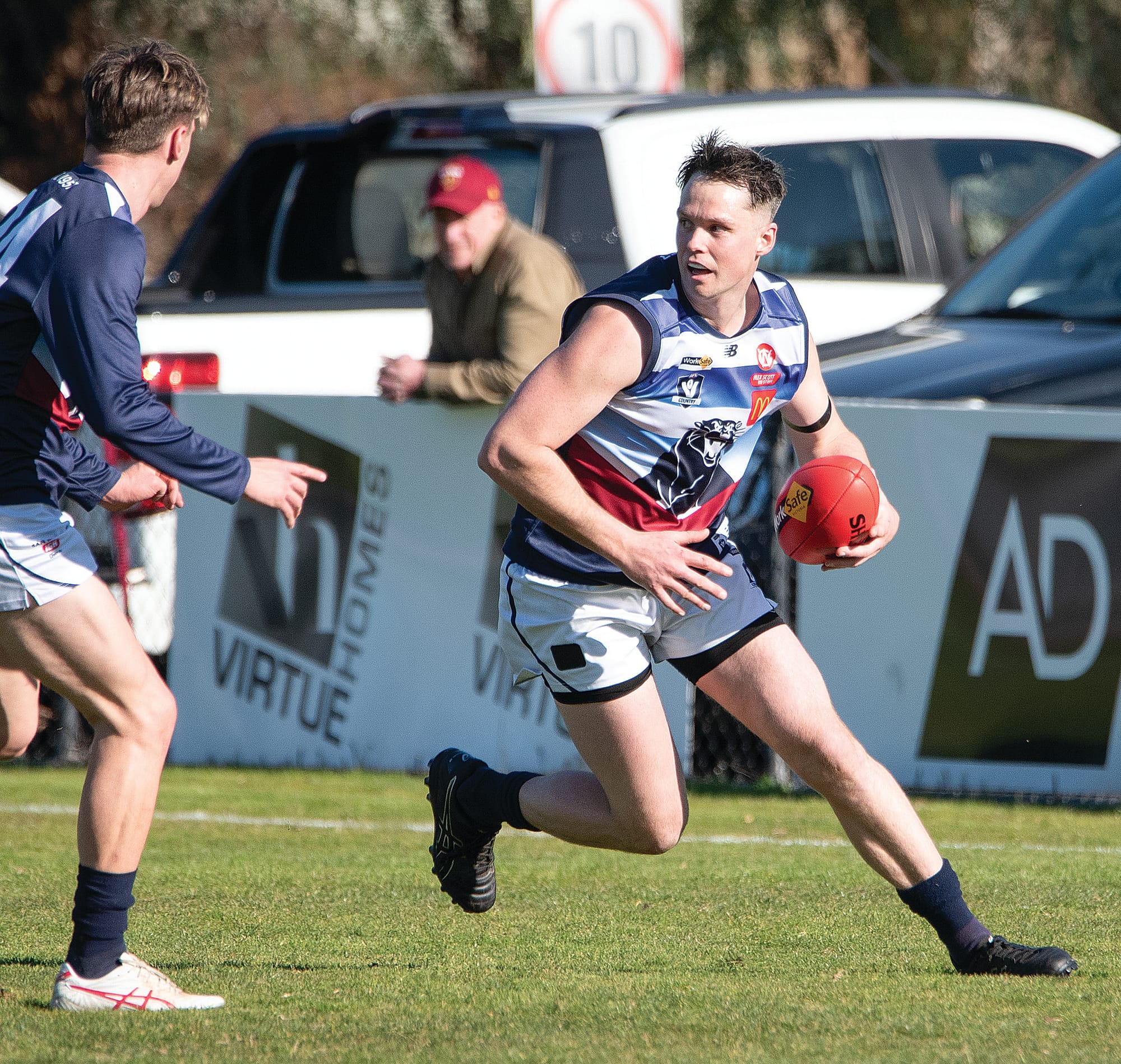 Timothy Gunn controls the ball in the Panthers’ forward line.