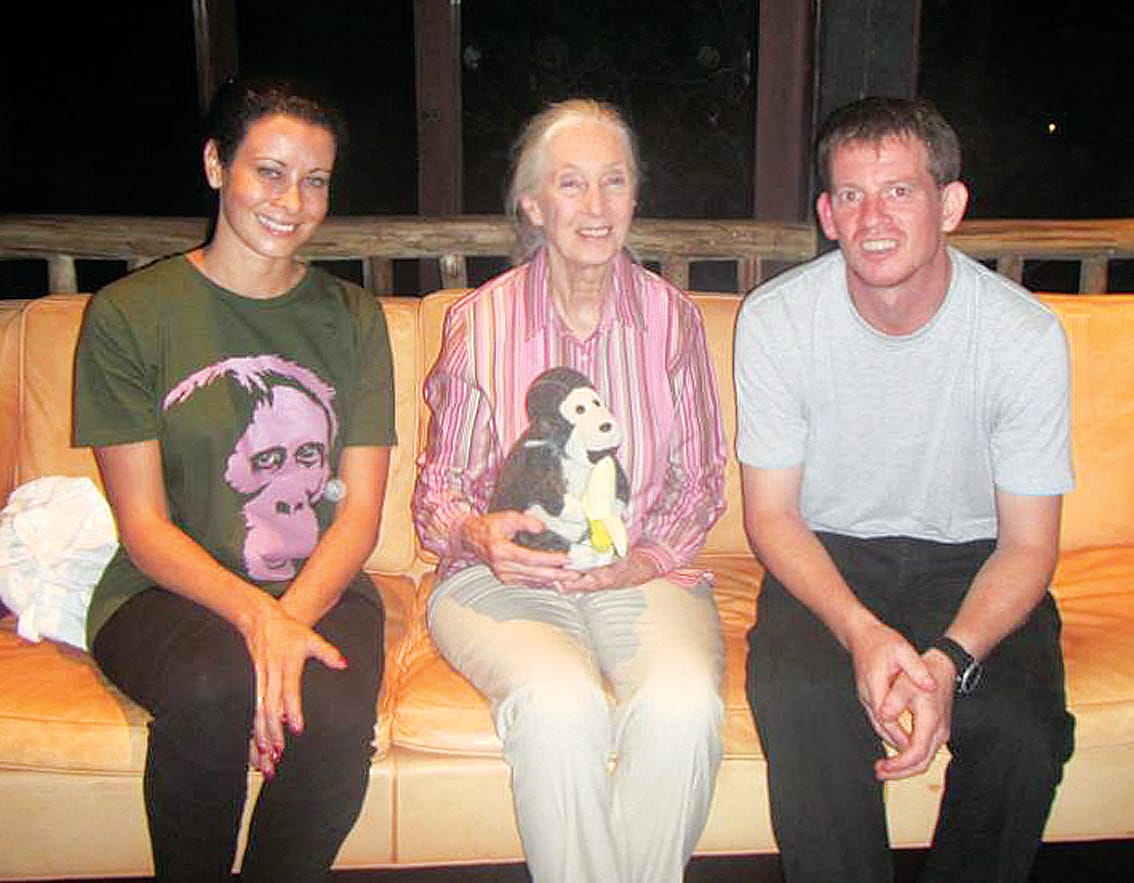 Jessica with Dr Jane Goodall and Dr Ian Singleton (Sumatran Orangutan Conservation Programme).