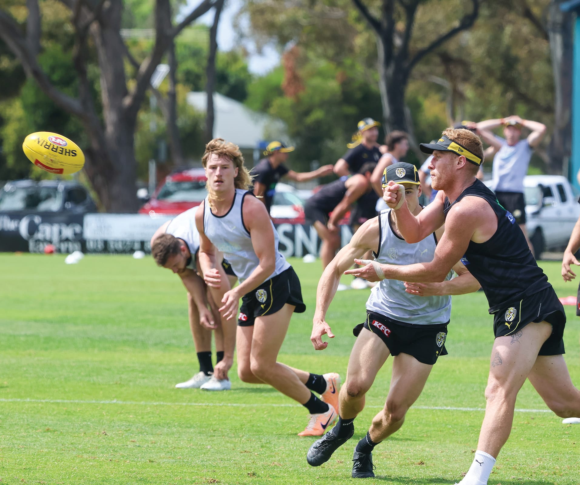 Richmond premiership hero Nick Vlastuin in action during the Tigers’ full-contact training day at Wonthaggi last week.
