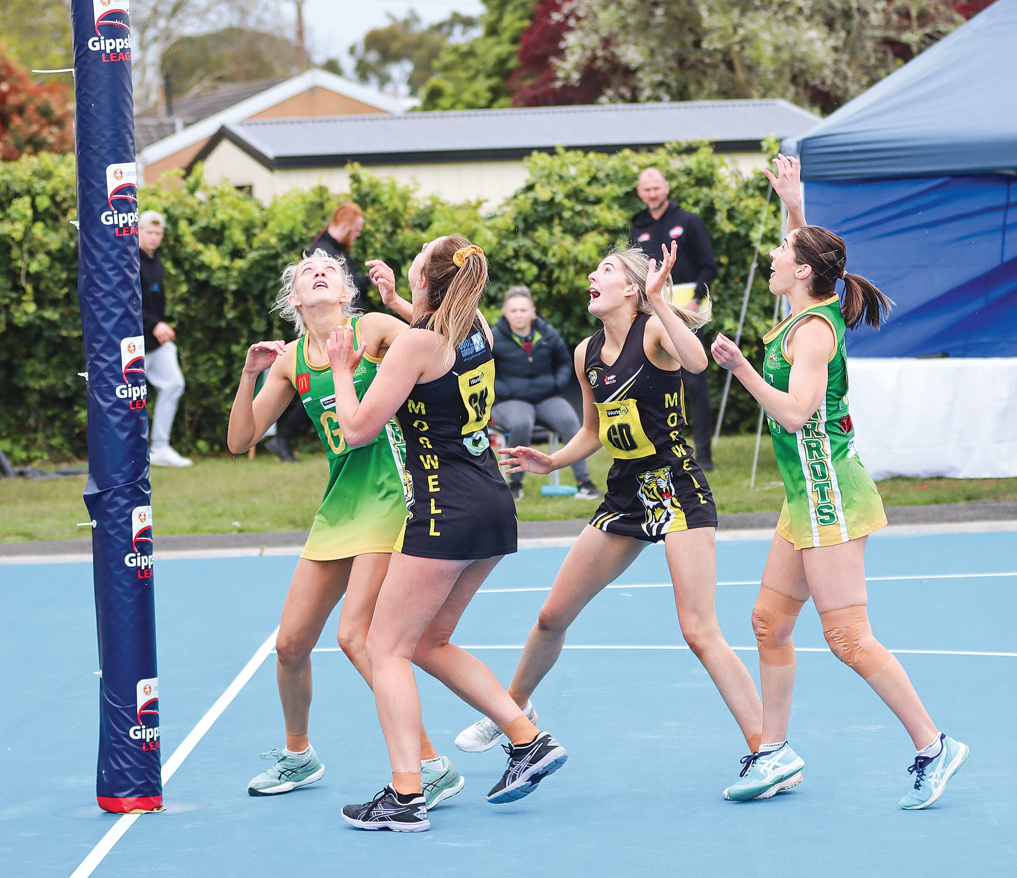Leongatha and Morwell players display their commitment during the grand final