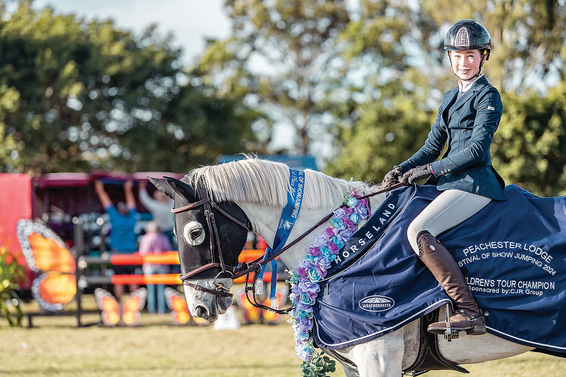 Olivia Curtain and Ngahiwi Lady Blu during the Children’s Championship presentation in Queensland.