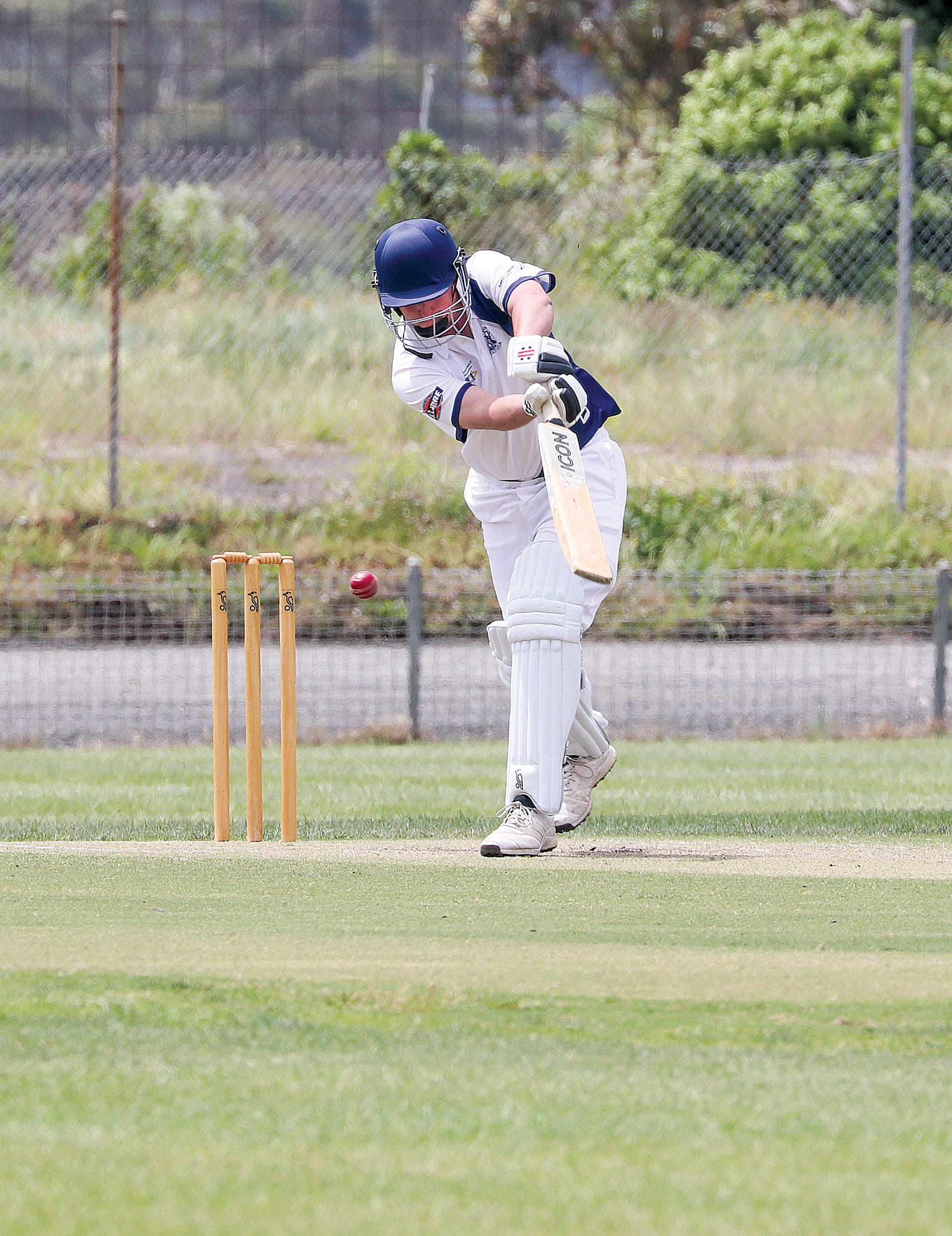 Korumburra’s Jacob Wrigley batted steadily to score his  21 runs against Inverloch. Z17_4623